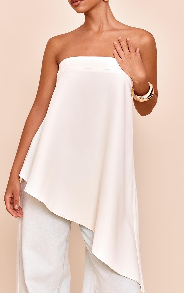 Cream Woven Bandeau Asymmetric Hem Floaty Long Top Product Image