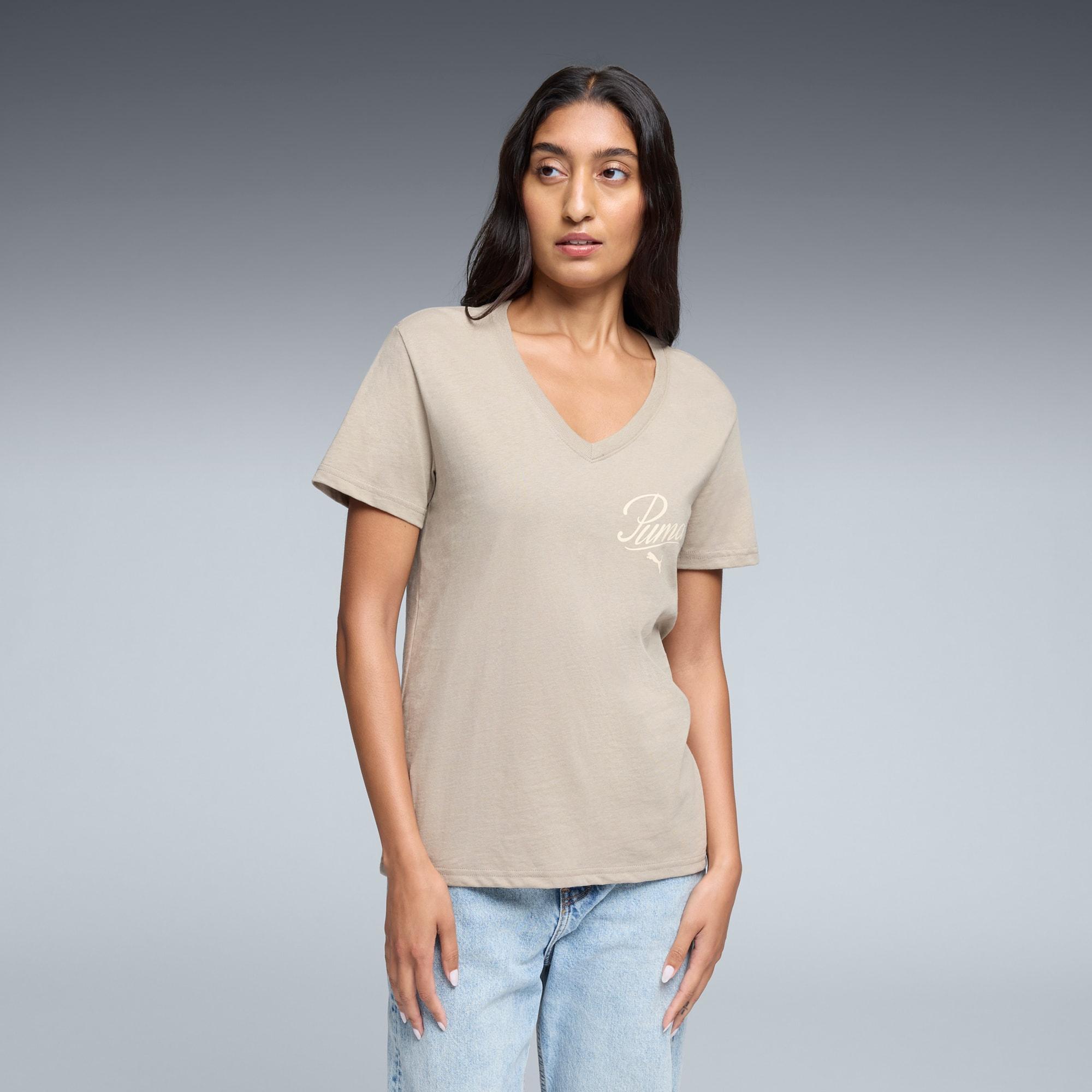 Essentials Script V-Neck Tee Women Product Image