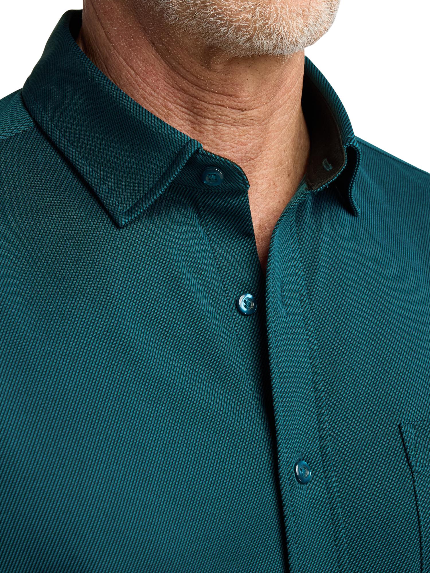 Cotton Blend Button Front Polo - Teal Product Image