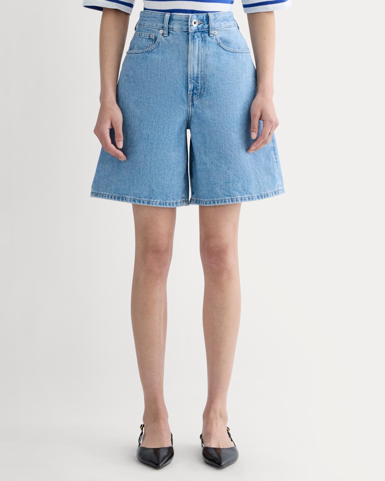 The Long A-Line Denim Short Product Image