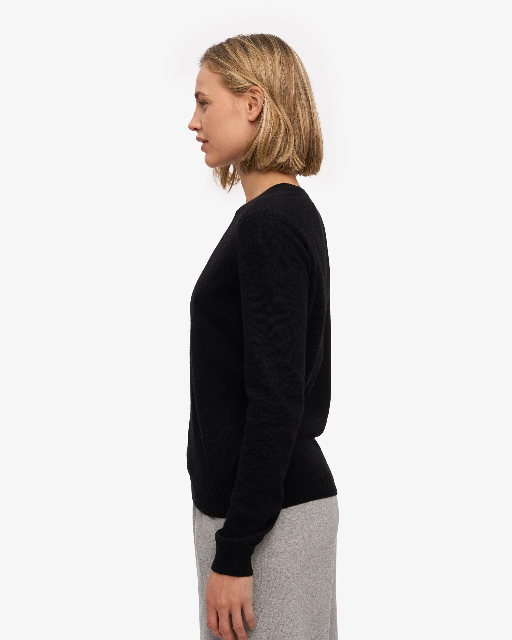 Women Light Merino Wool Crew - Deep Black Product Image