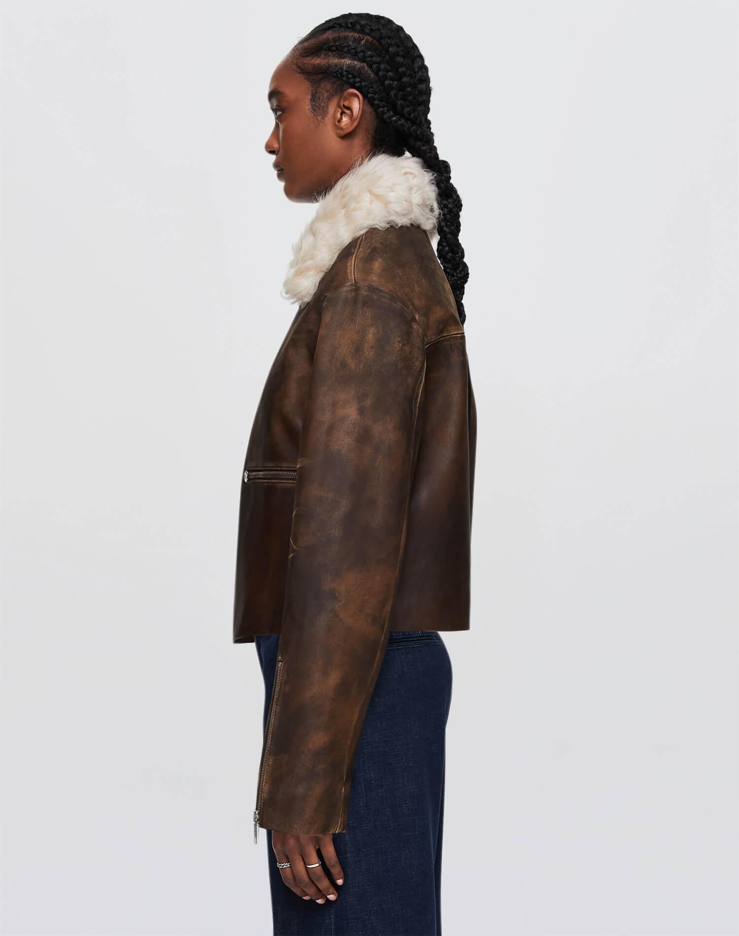 Distressed Aviator Shearling - Brown Product Image
