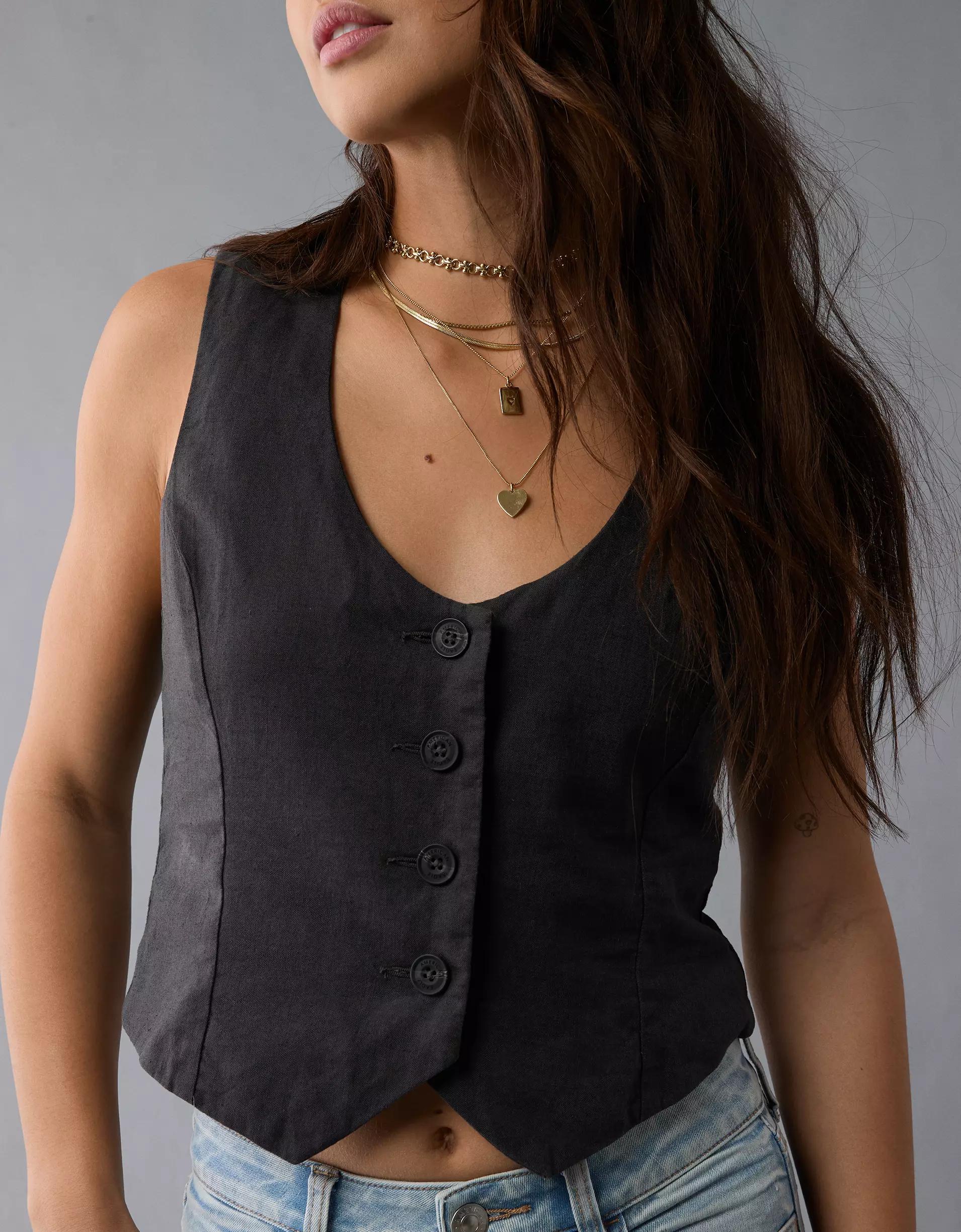 AE Linen-Blend Vest Product Image