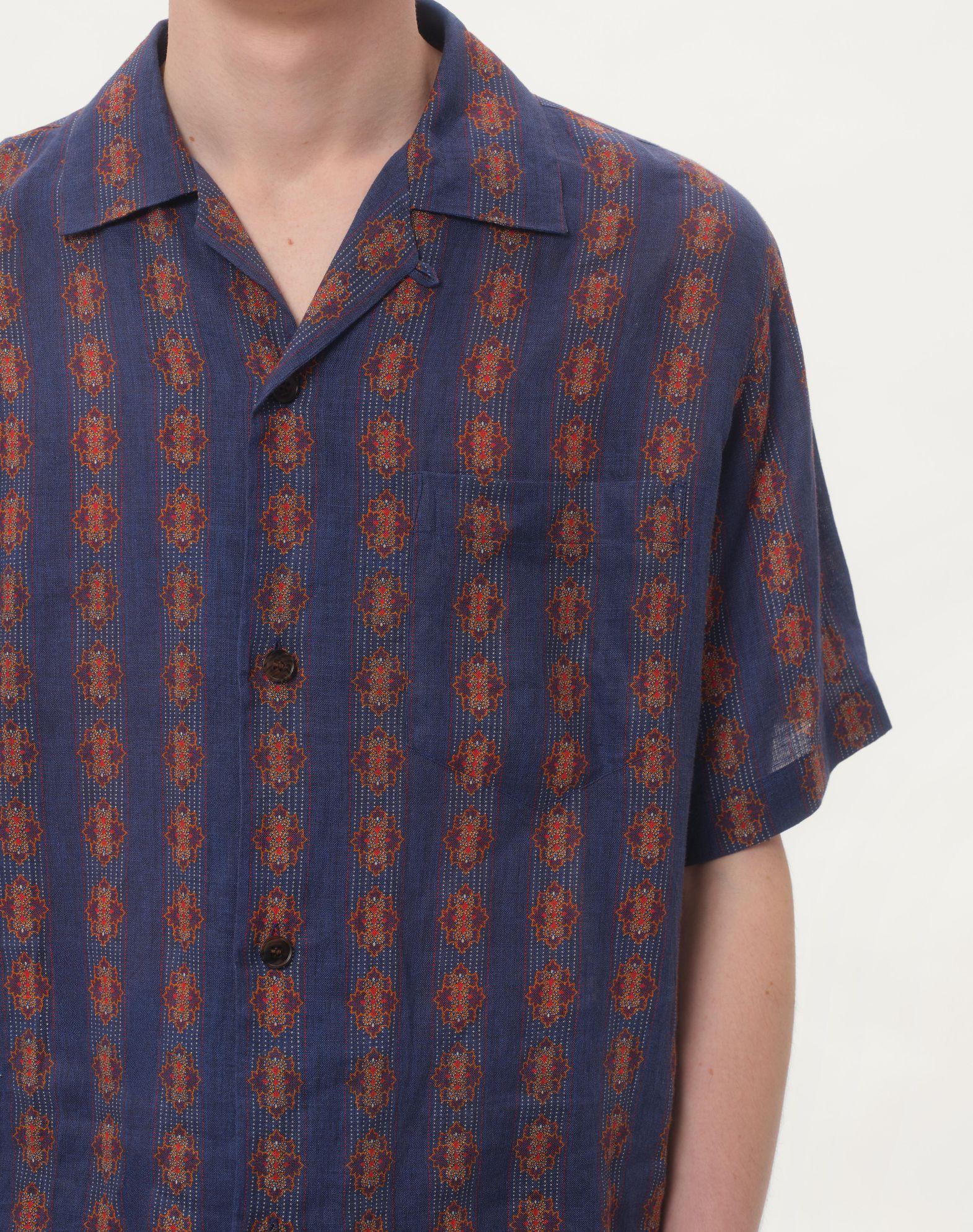 Linen Bowling Shirt With Voyage Imaginaire Print Product Image