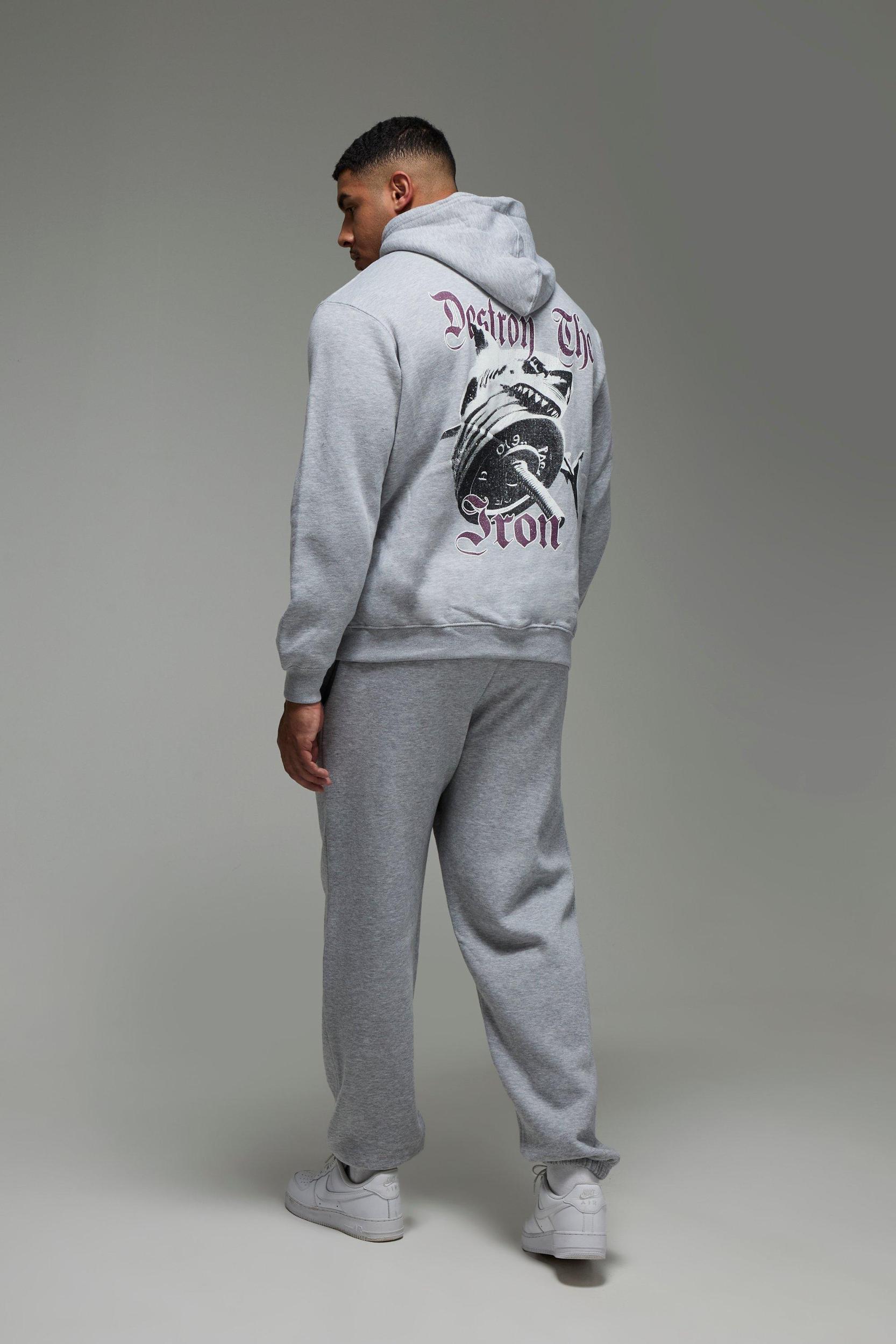 Man Active Destroy The Iron Oversized Hoodie | boohooMAN USA Product Image