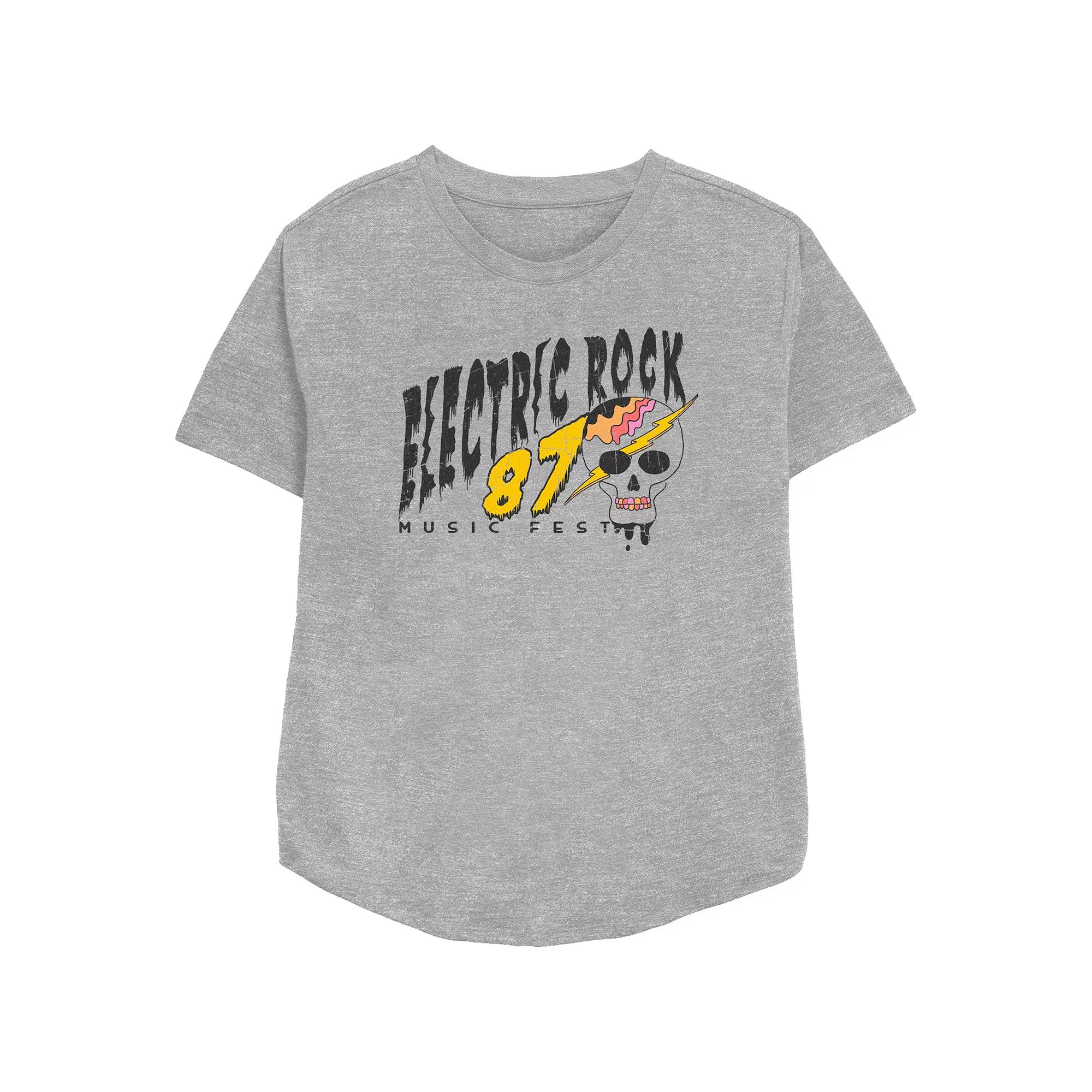 Women's Electric Rock 87 Music Fest Relaxed Fit Graphic Tee, Girl's, Size: XXL, Athletic Grey Product Image