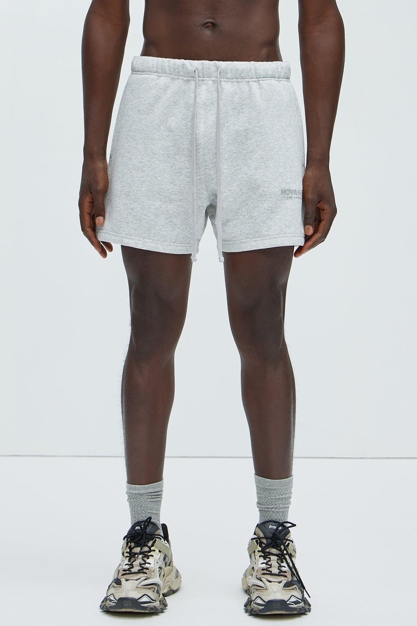 Tyson Novamen Oversize Heavyweight Sweat Shorts - Heather Grey Product Image
