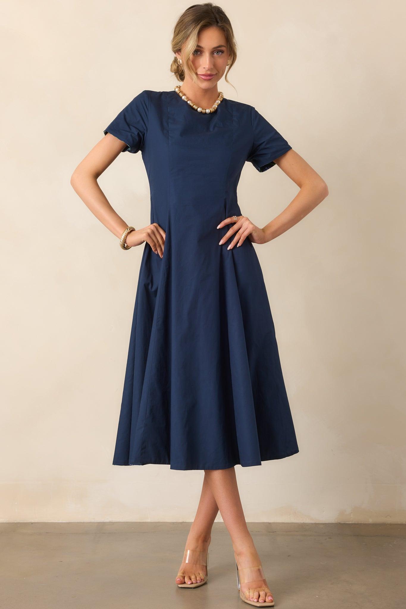 Prosperina Margot Blue Multi Geometric Print Reversible Maxi Dress L / Blue Product Image