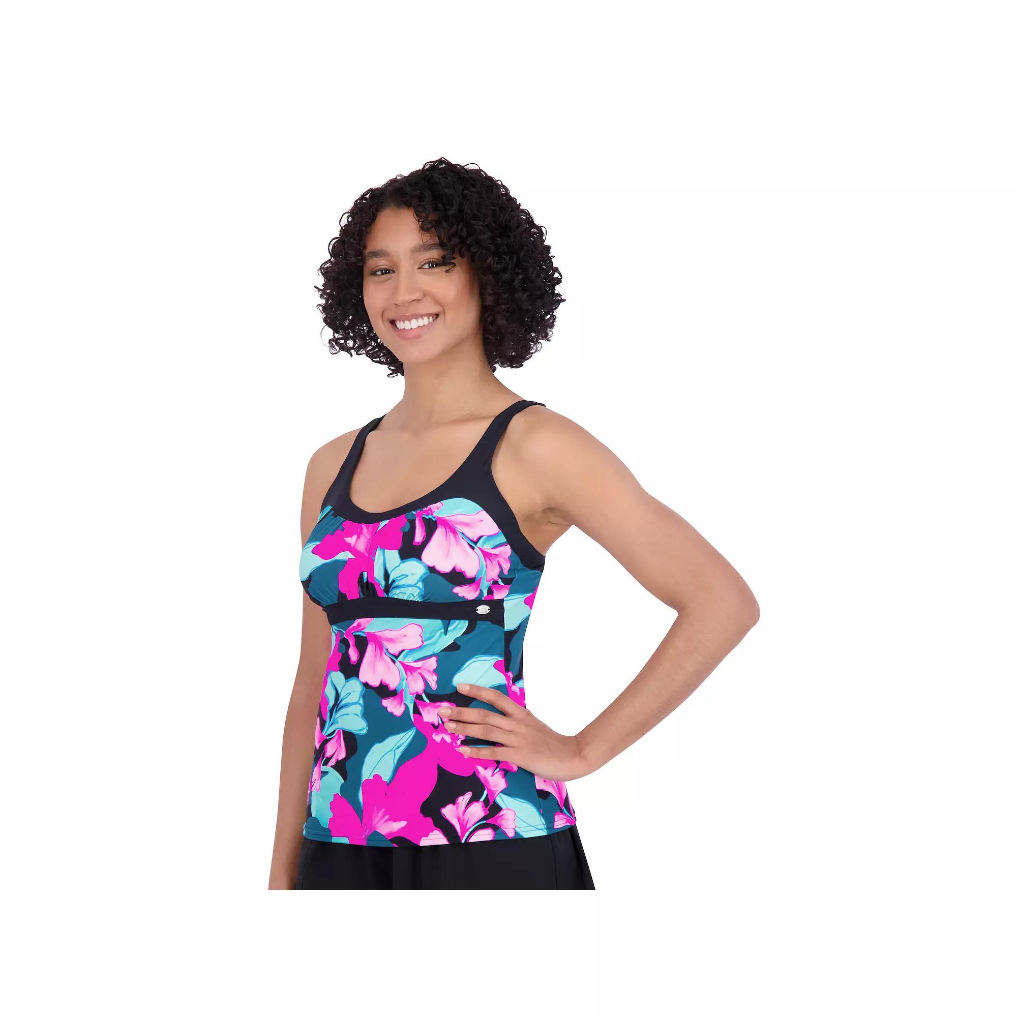 Women's ZeroXposur Print UPF 30+ Tankini Top, Size: XS, Carmine Lily Product Image