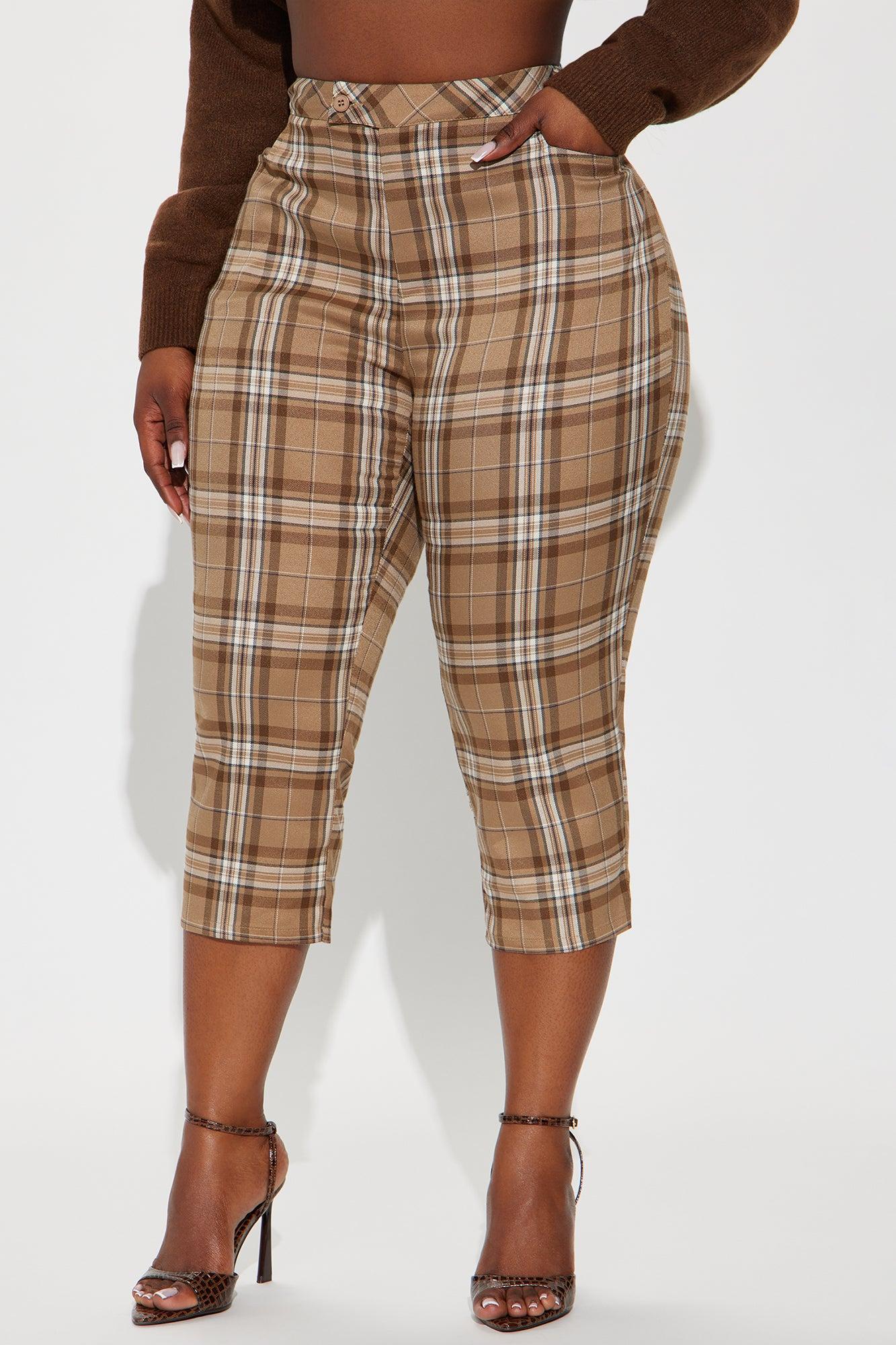 Business As Usual Plaid Capri Pant - Brown Product Image