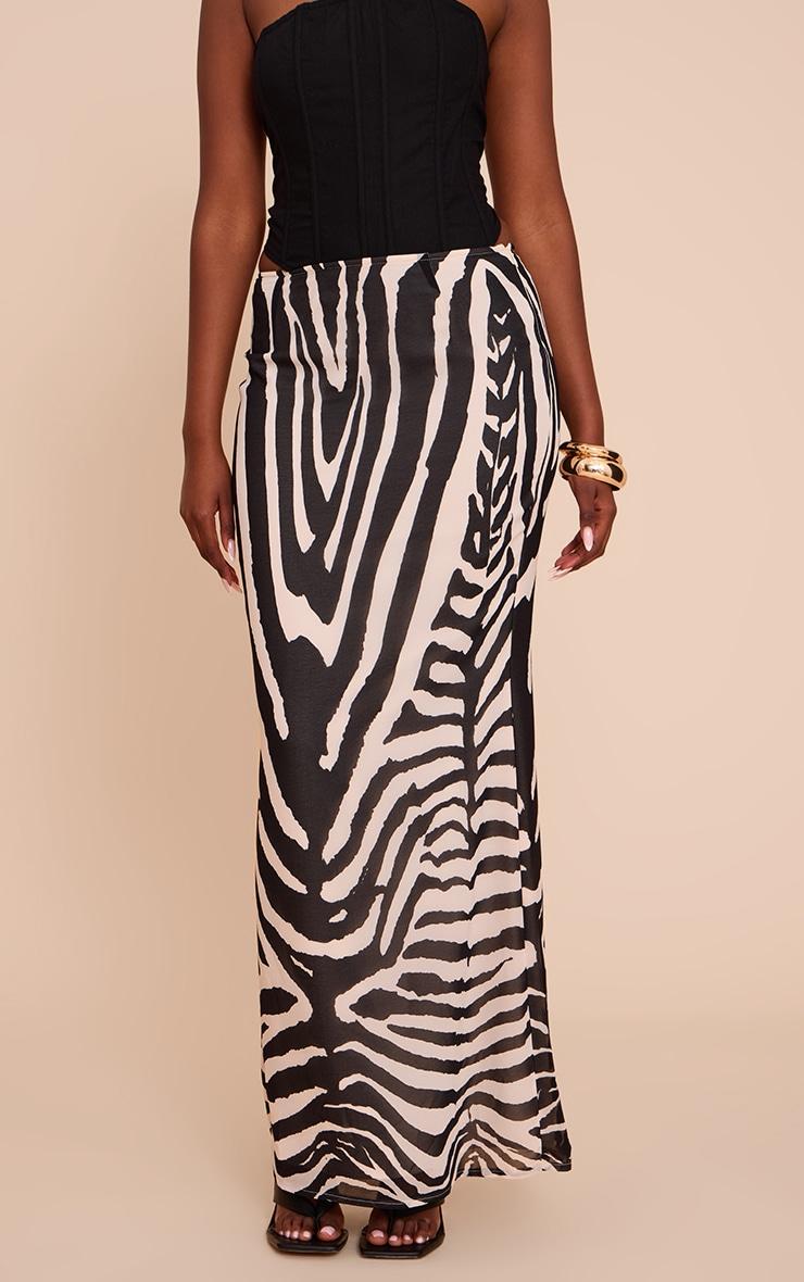 Black Print Chiffon Maxi Skirt Product Image