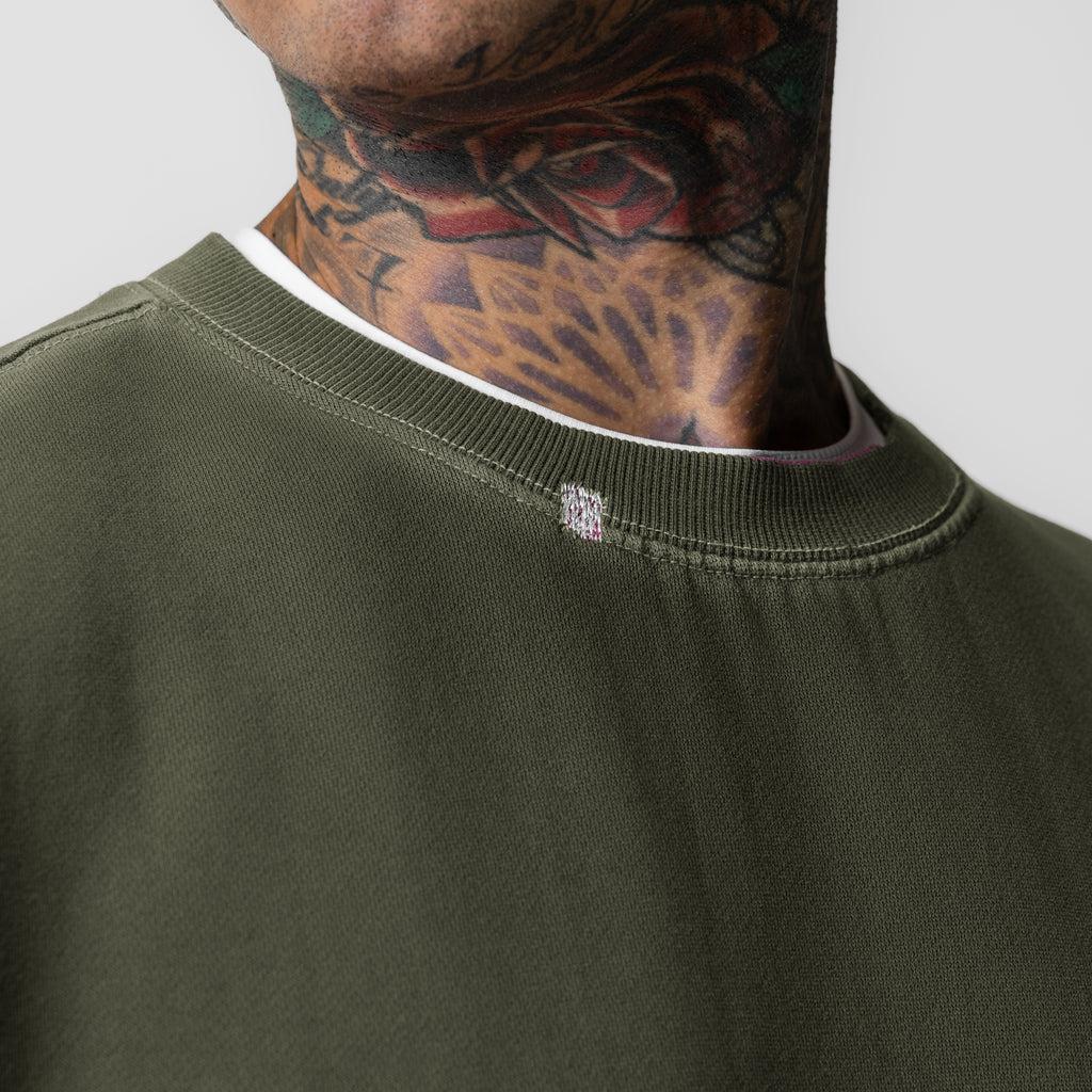 0861. Tech Essential™ Distressed Crewneck - Faded Olive Product Image