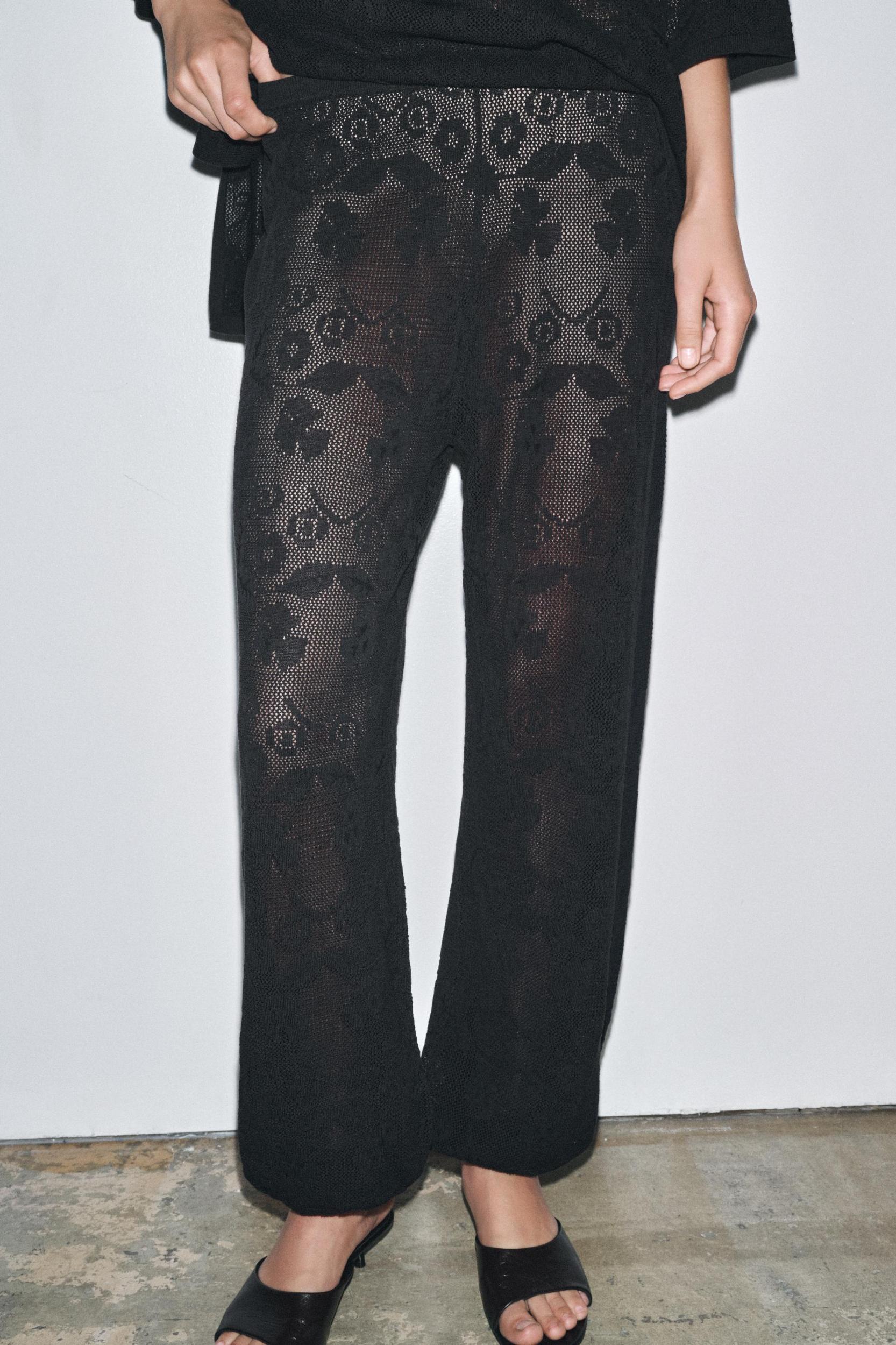 FLORAL TEXTURED KNIT PANTS Product Image