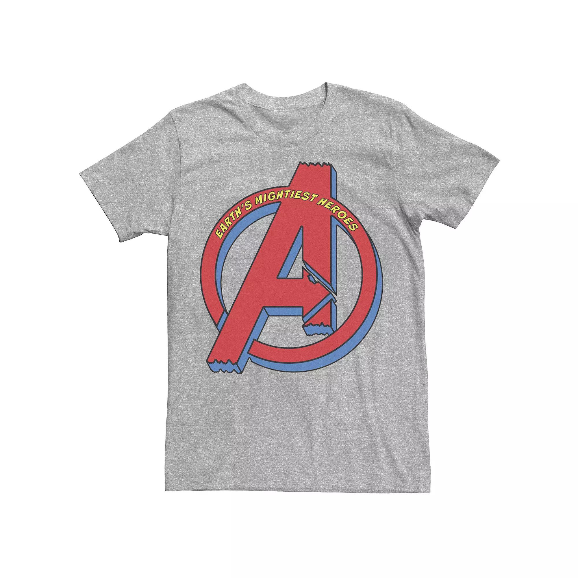 Men's Marvel Avengers Earth's Mightiest Heroes Chest Logo Tee, Size: Large, Athletic Grey Product Image
