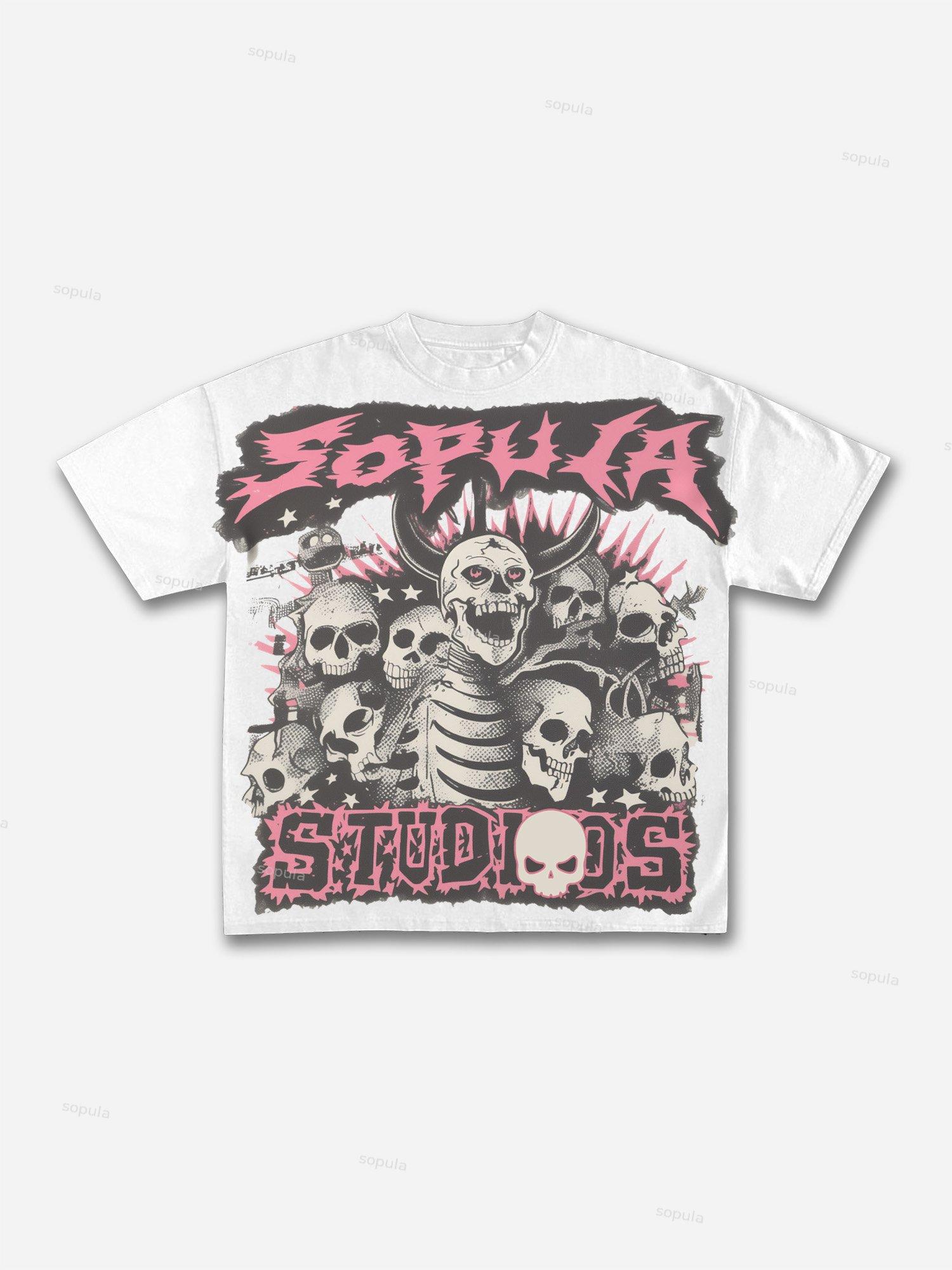 Follow Liberty Skull Graphic Print Cotton T-shirt Product Image