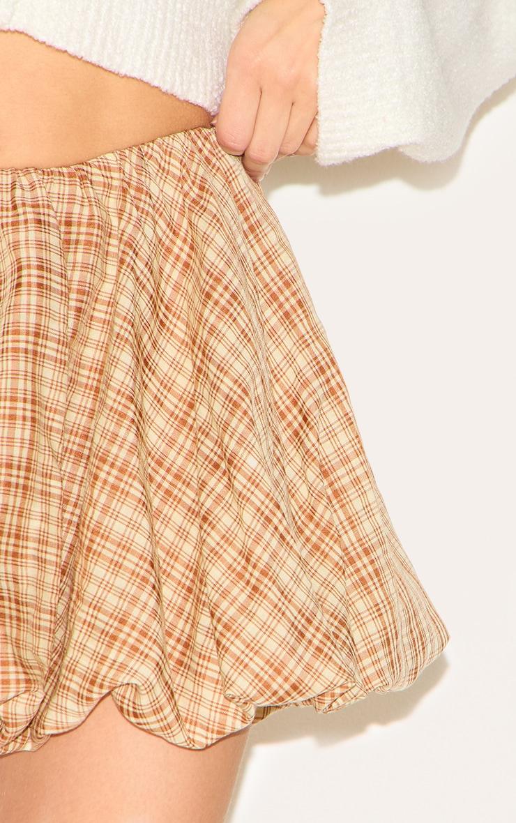 Brown Check Print Puffball Skirt Product Image