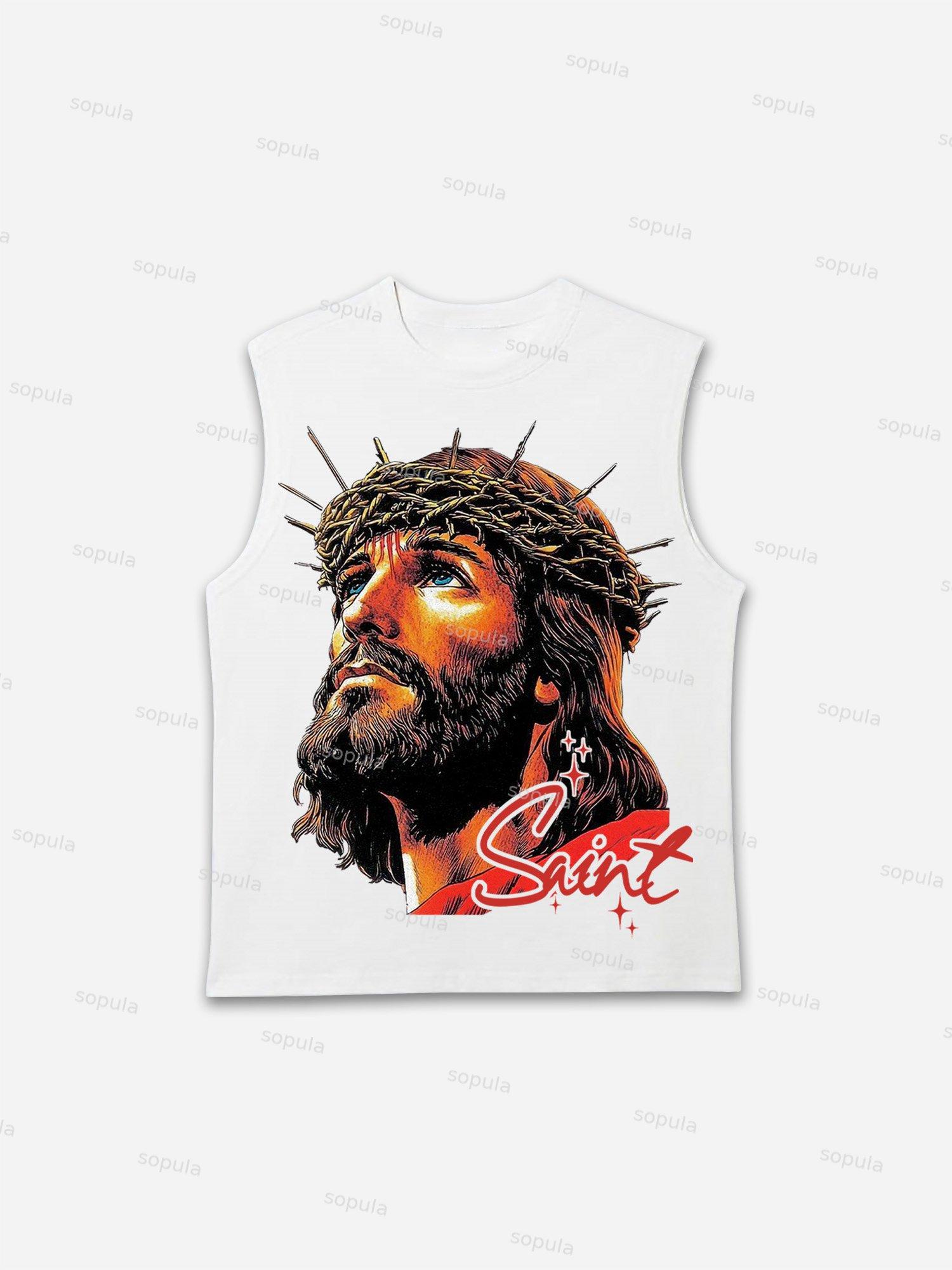 God Saint Graphic Print Tank Top Product Image