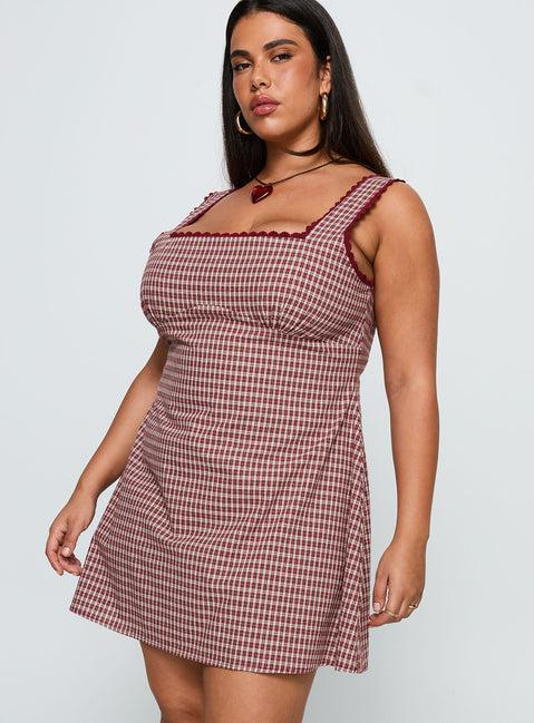 Dasha Mini Dress Red Check Curve Product Image