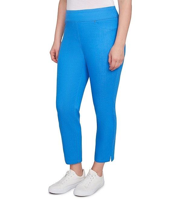 Ruby Rd. Stretch Colored Denim Straight Leg Side Vented Hem Faux Front Pocket Ankle Pants Product Image