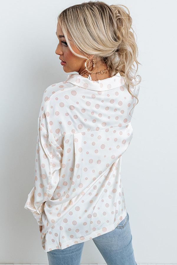 Busy In The City Polka Dot Top in Cream Product Image