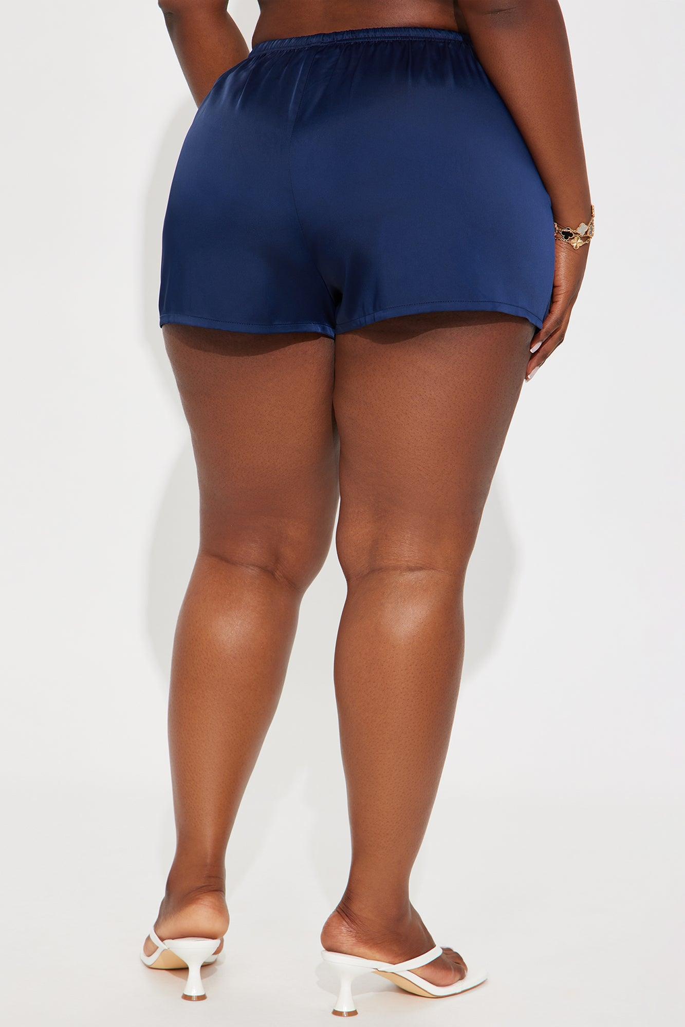 Soft Touch Satin Flowy Short - Navy Product Image
