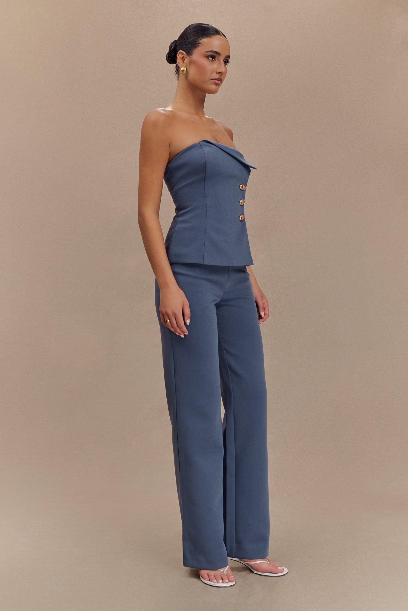 Lindie Straight Leg Suiting Pants - Steel Product Image