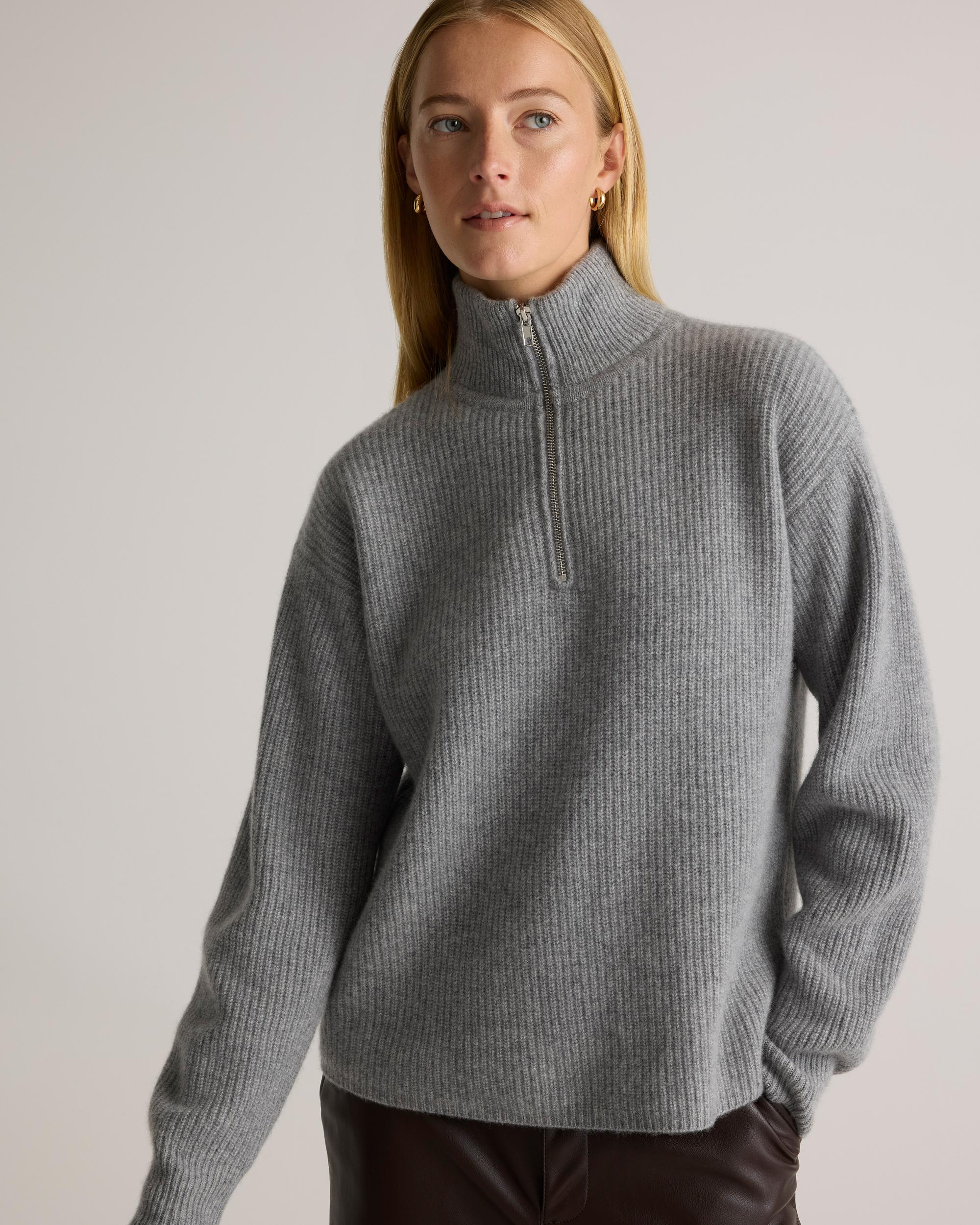 Quince | Women's Mongolian Cashmere Fisherman Quarter Zip Sweater Product Image