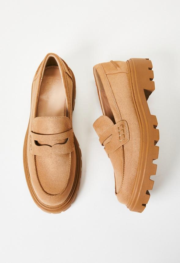 JustFab Margaux Platform Loafer Pump Womens Black/ White Size 8.5 Product Image