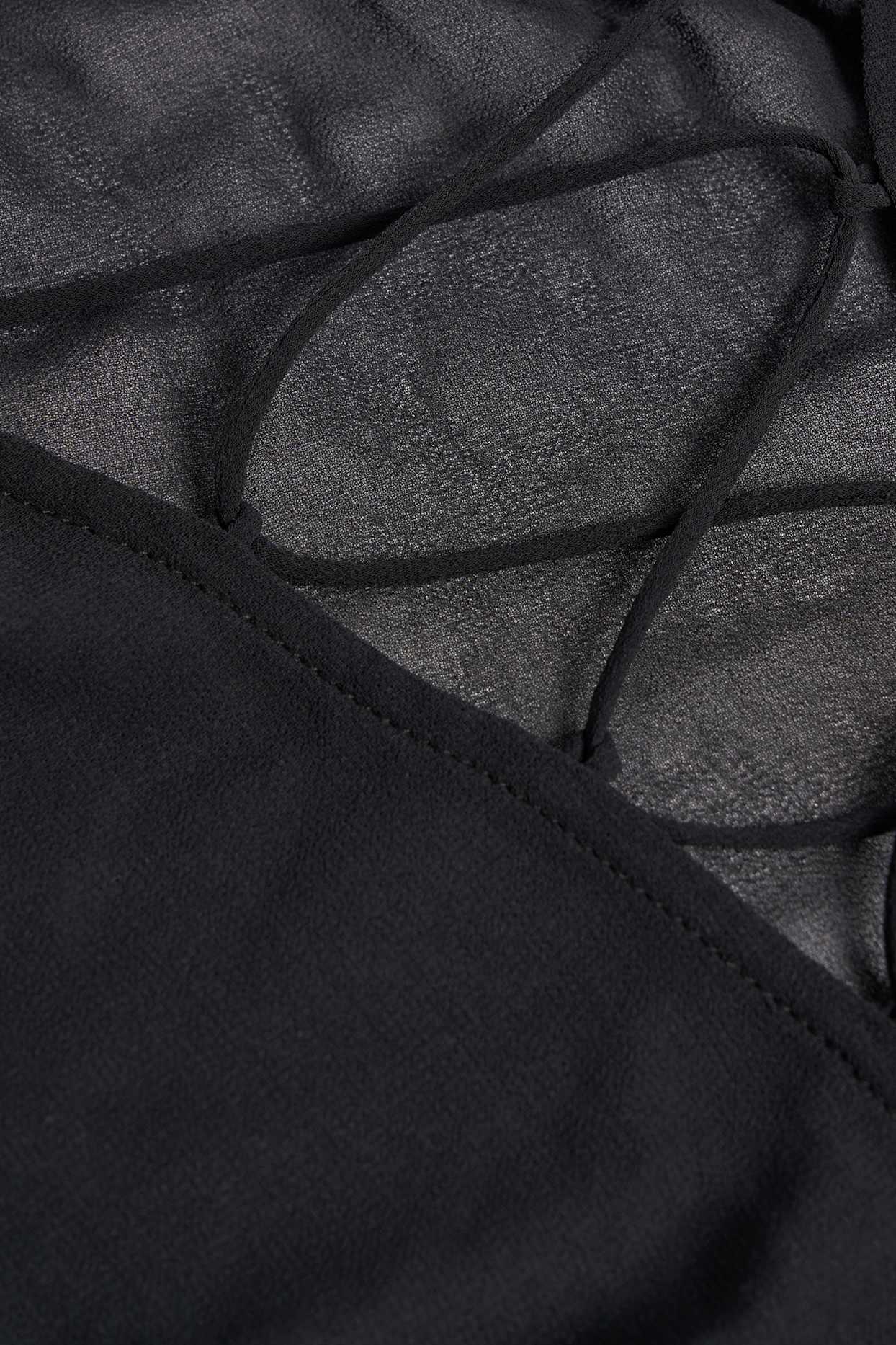 Lace-Up Balloon-Sleeve Mini Dress in Black Product Image