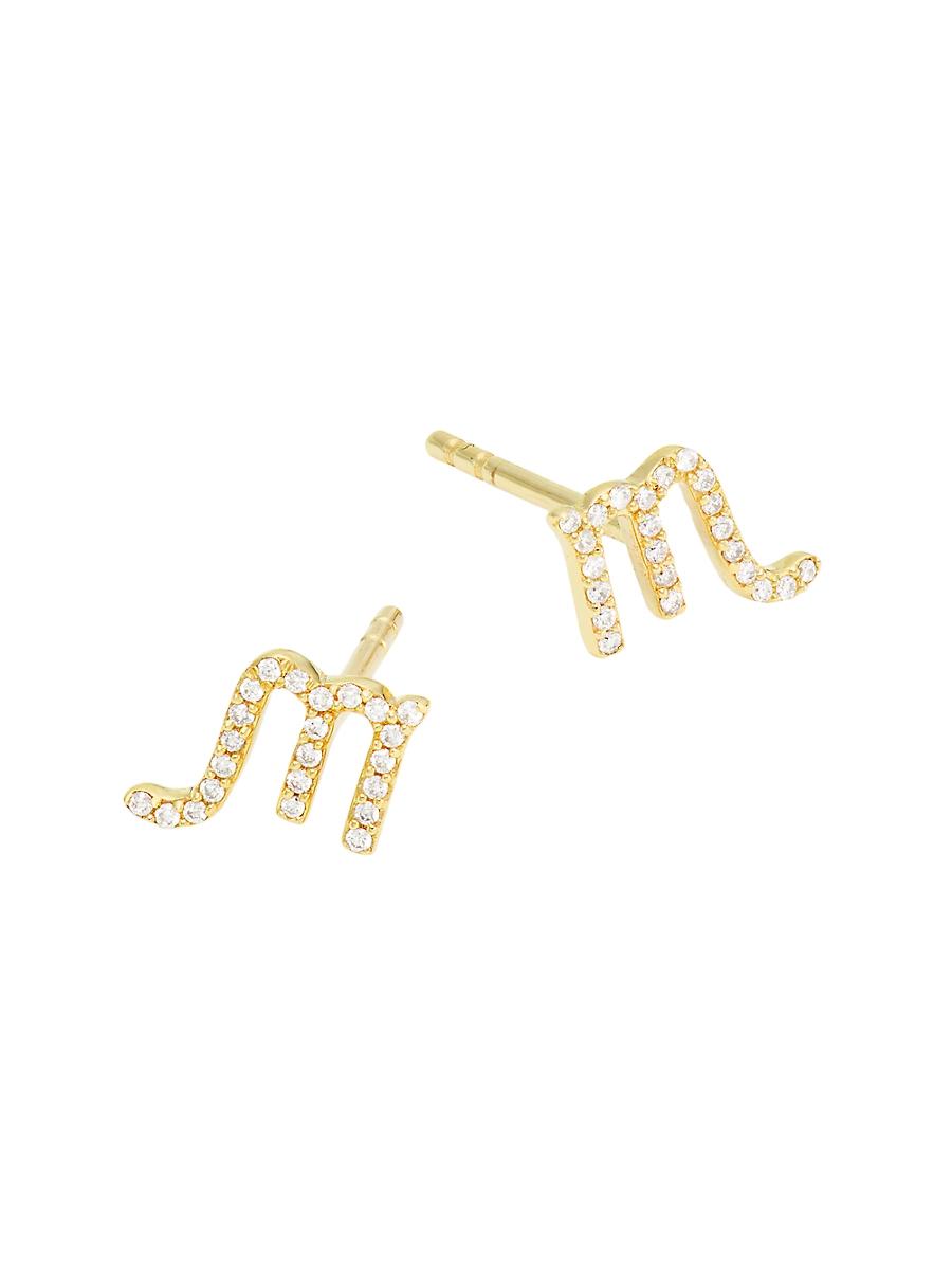 Womens 14K Yellow Gold & 0.07 TCW Diamond Zodiac Stud Earrings Product Image