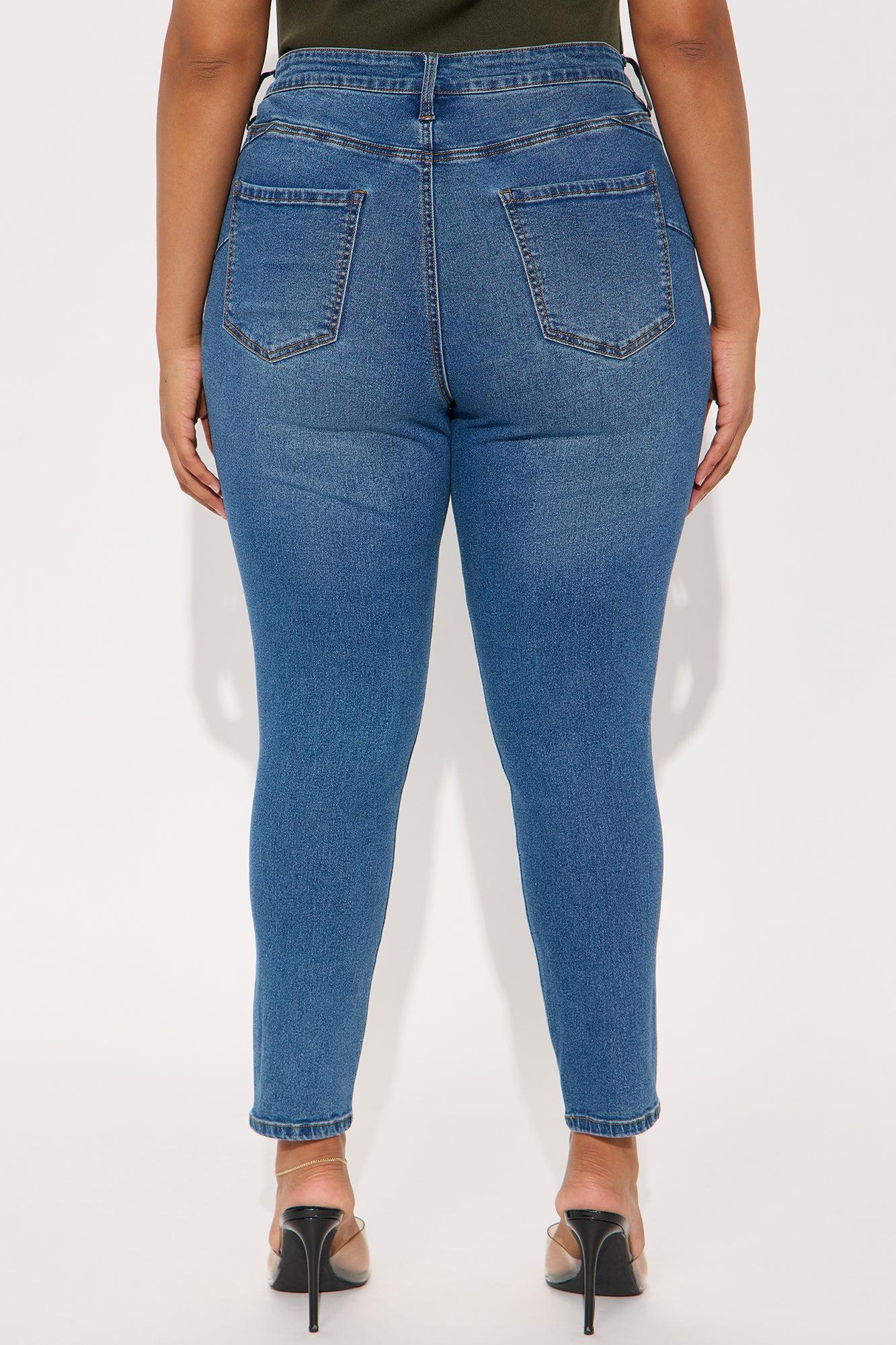 Vibe Check Curvy Stretch Ripped Skinny Jeans - Medium Wash Female Product Image