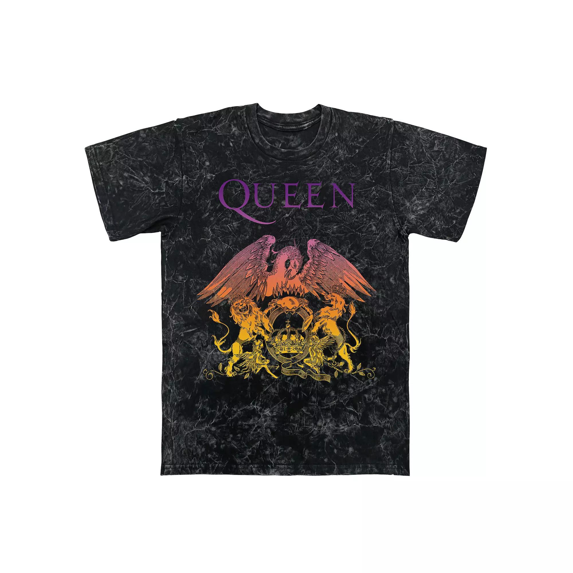 Men's Queen Crest Logo Gradient Mineral Wash Graphic Tee, Size: Large, Black Mineral Wash Product Image