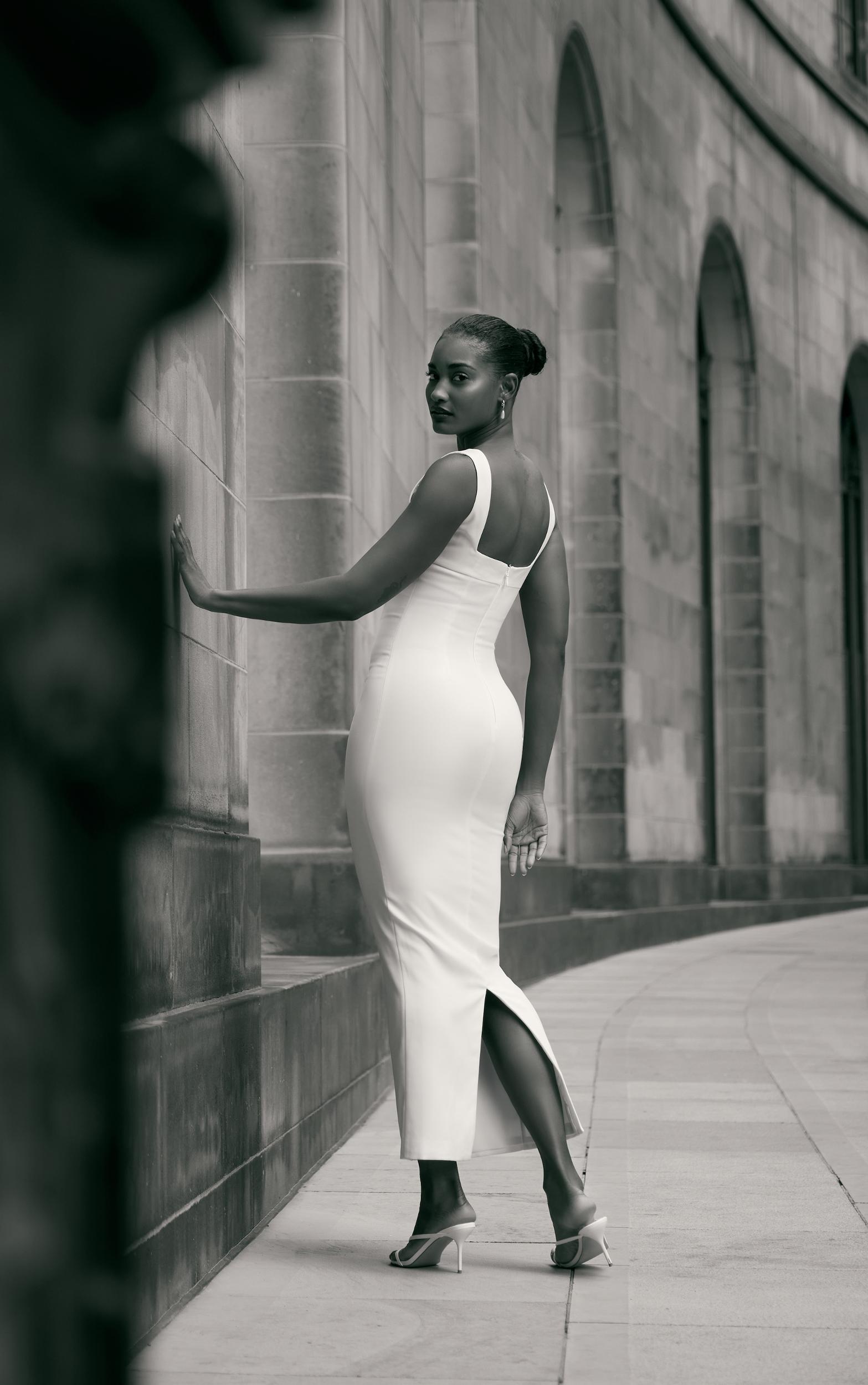 Premium White Scoop Back Maxi Dress Product Image