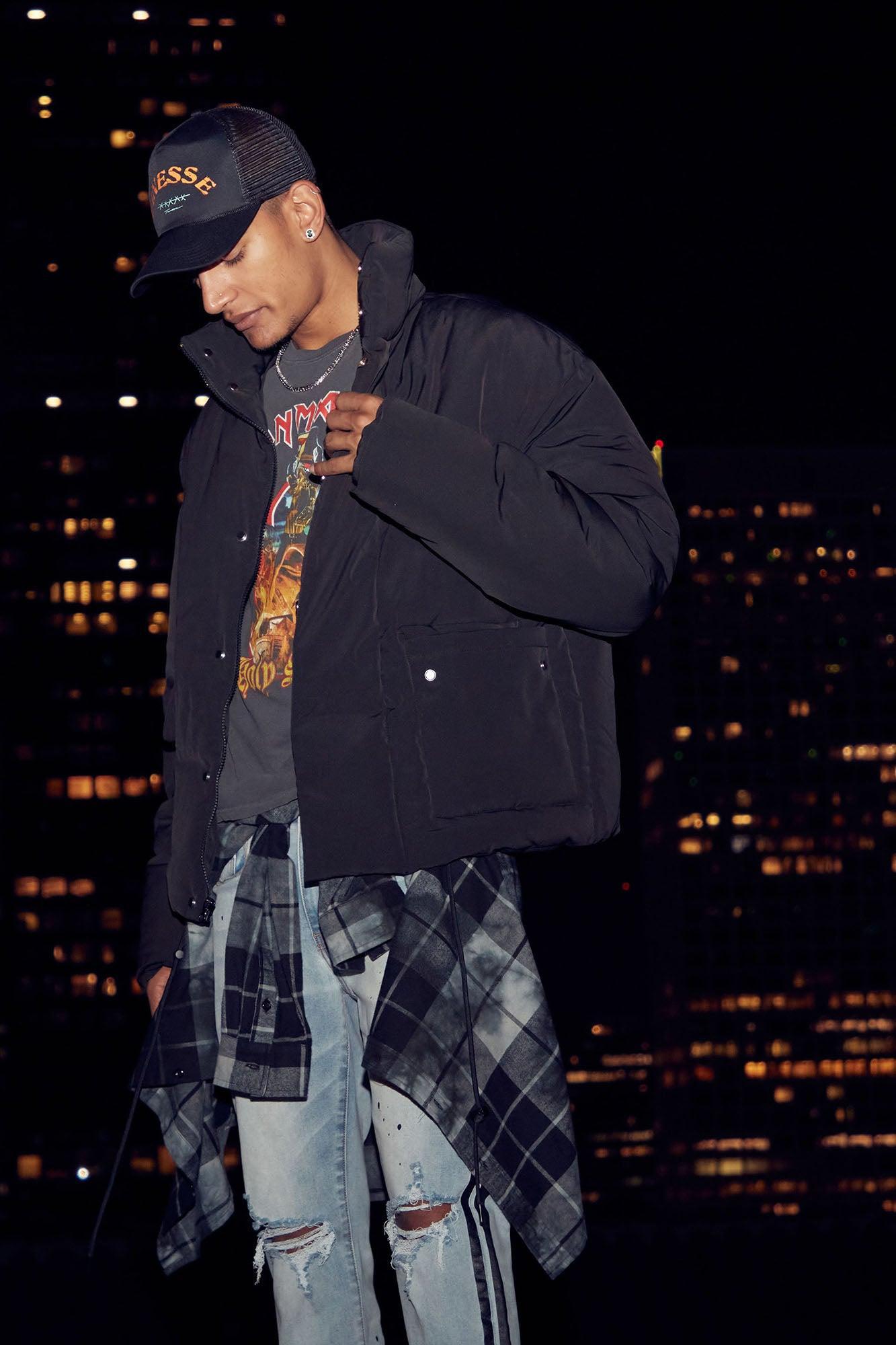 Titan Cargo Pocket Puffer Jacket - Black Product Image