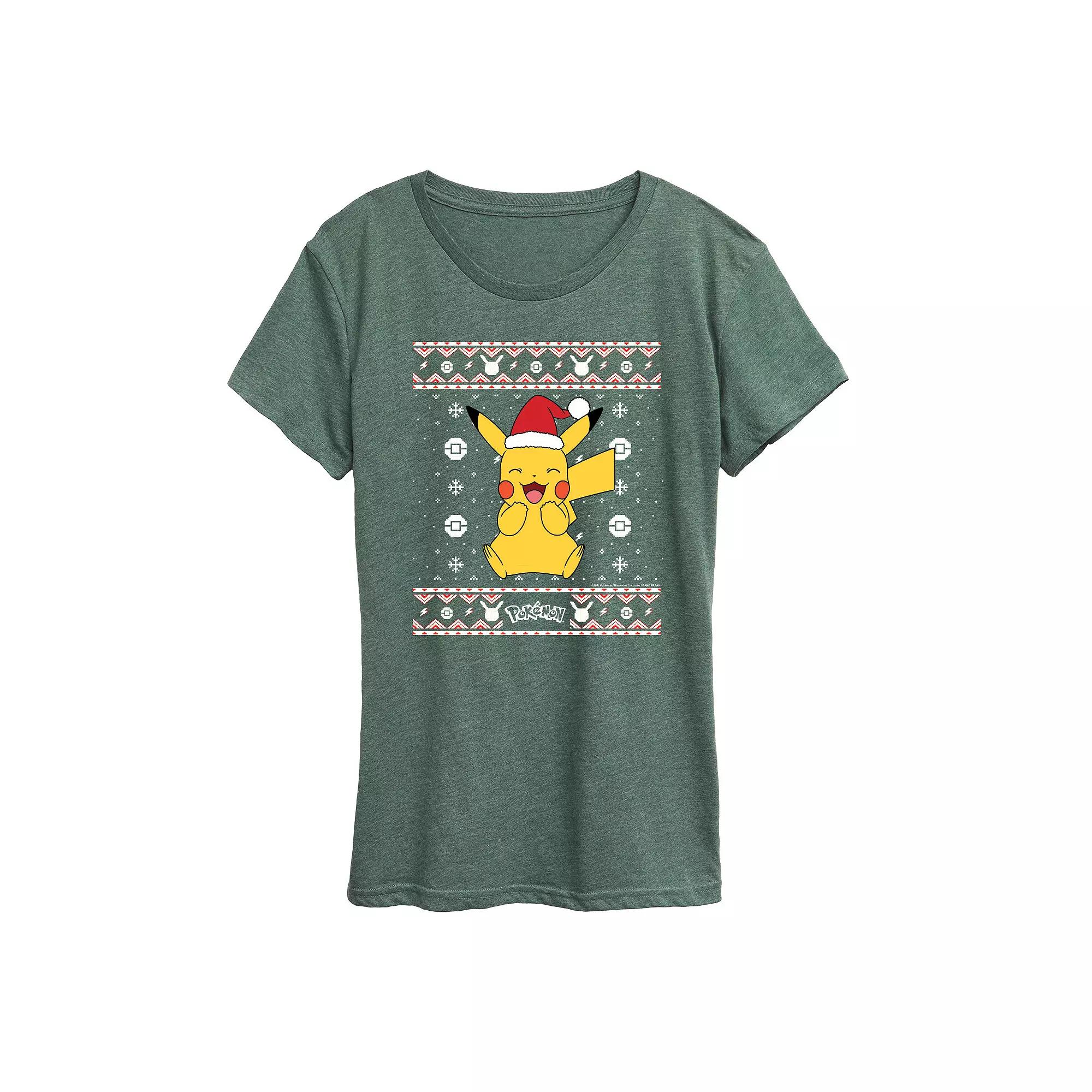 Women's Pokemon Pikachu Sweater Pattern Tee,  Product Image