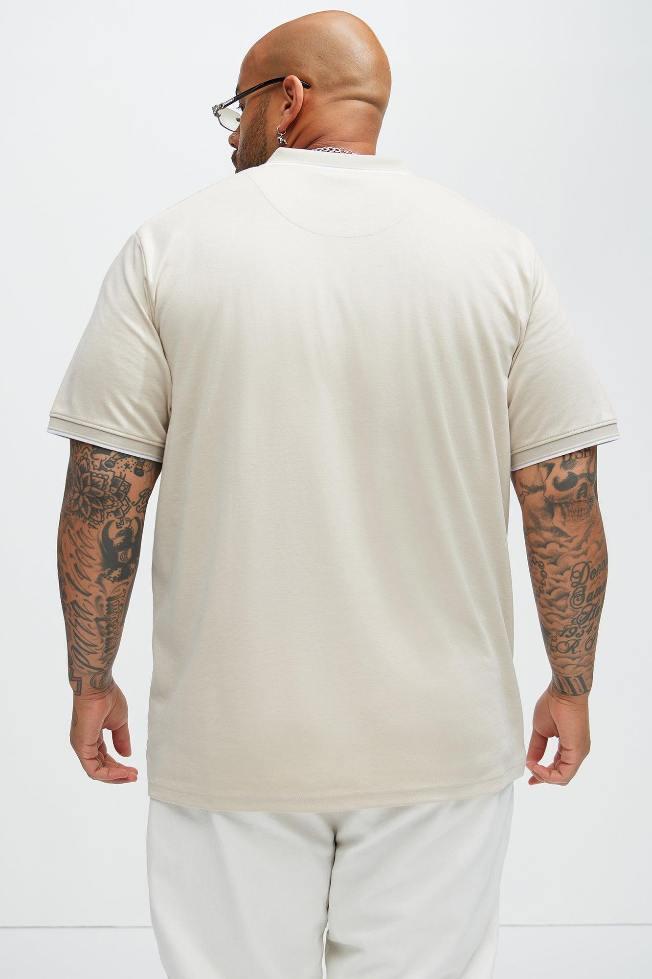 Diamond Textured Short Sleeve Polo - Sand Product Image