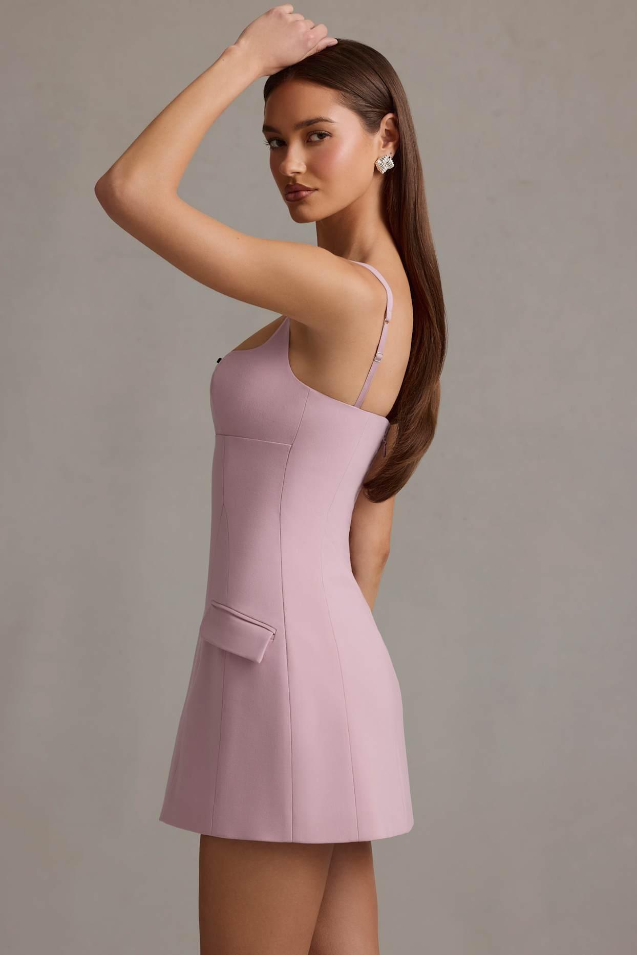 Cut-Out Structured A-Line Mini Dress in Mauve Product Image
