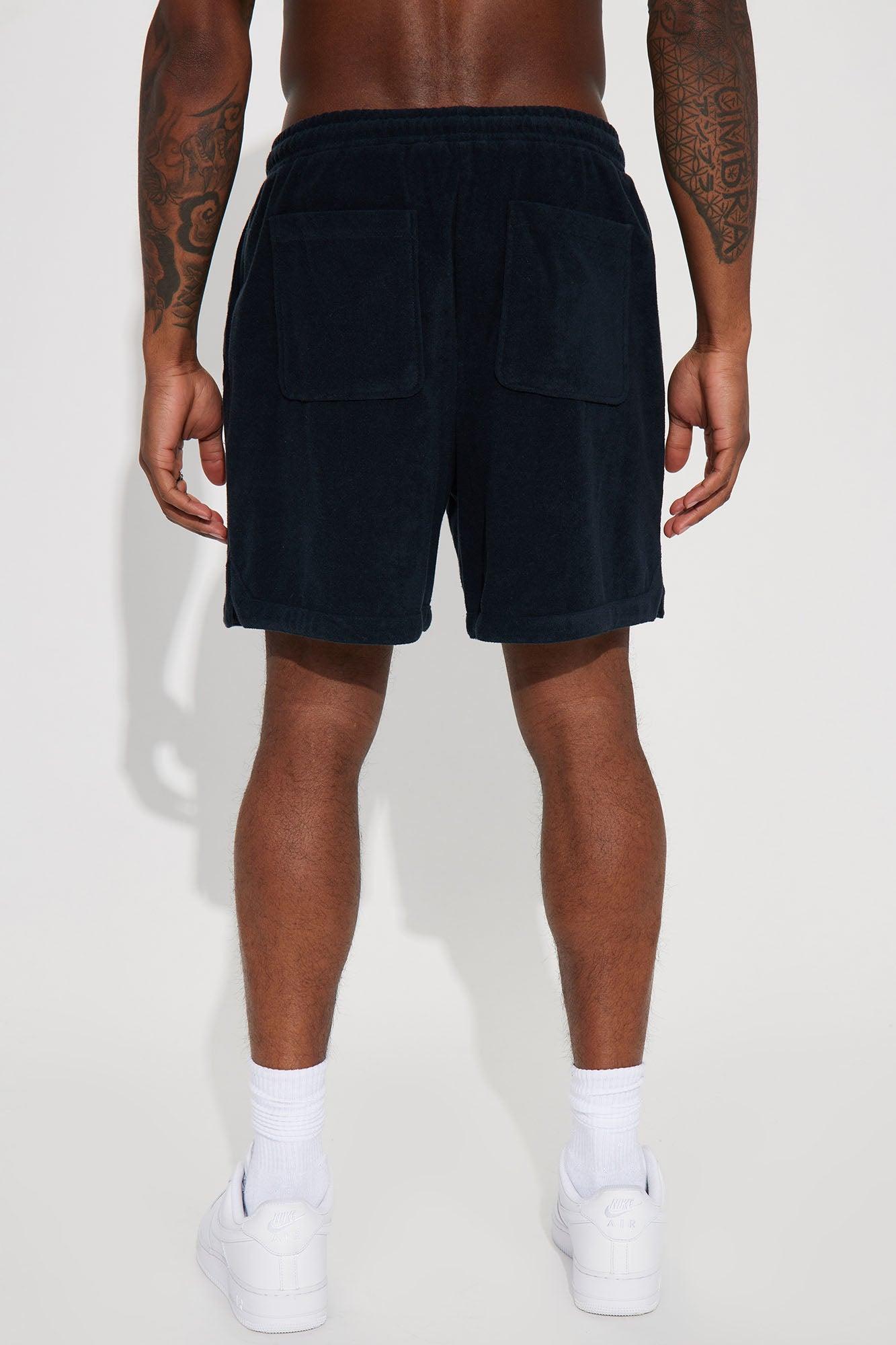 Dipped Terry Knit Shorts - Black Product Image