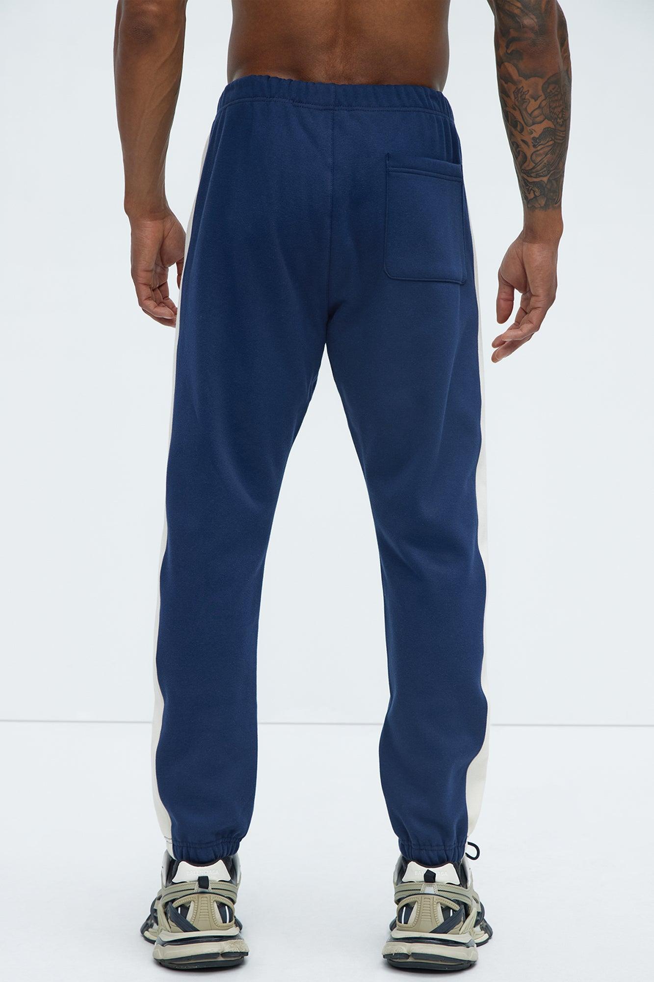 Tyson Heavyweight Striped Jogger - Navy Product Image