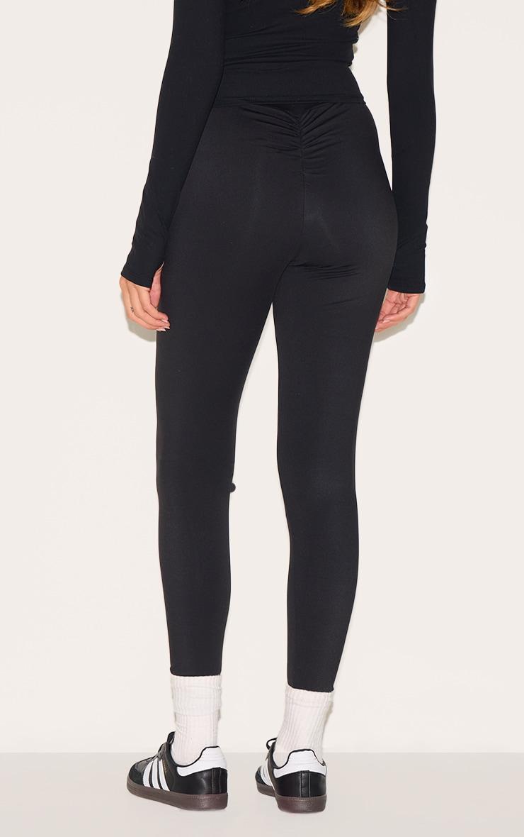 Black Brushed Sculpt Ruched Bum High Waist Sport Leggings Product Image