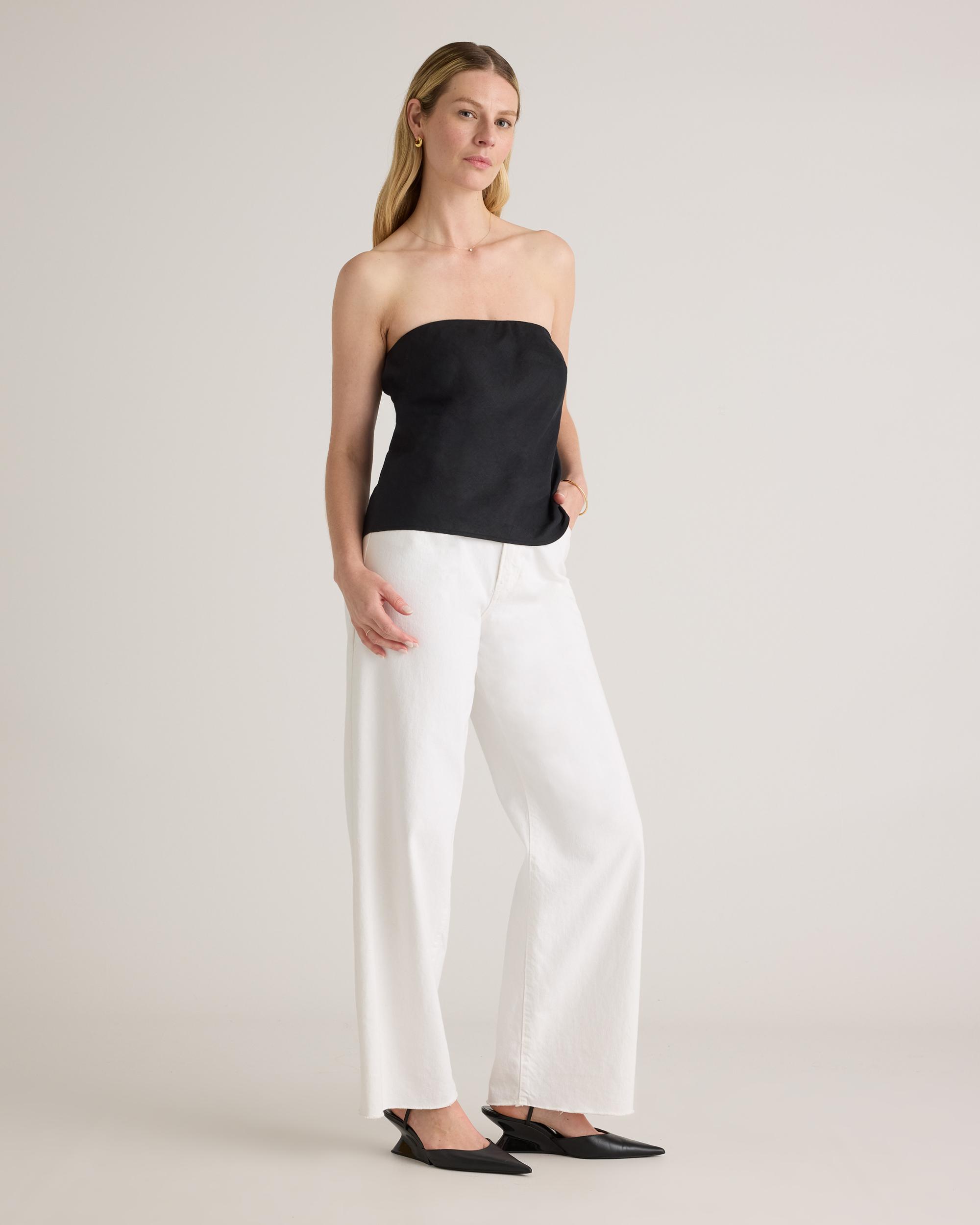 Quince | Women's 100% European Linen Strapless Top Size XL Product Image