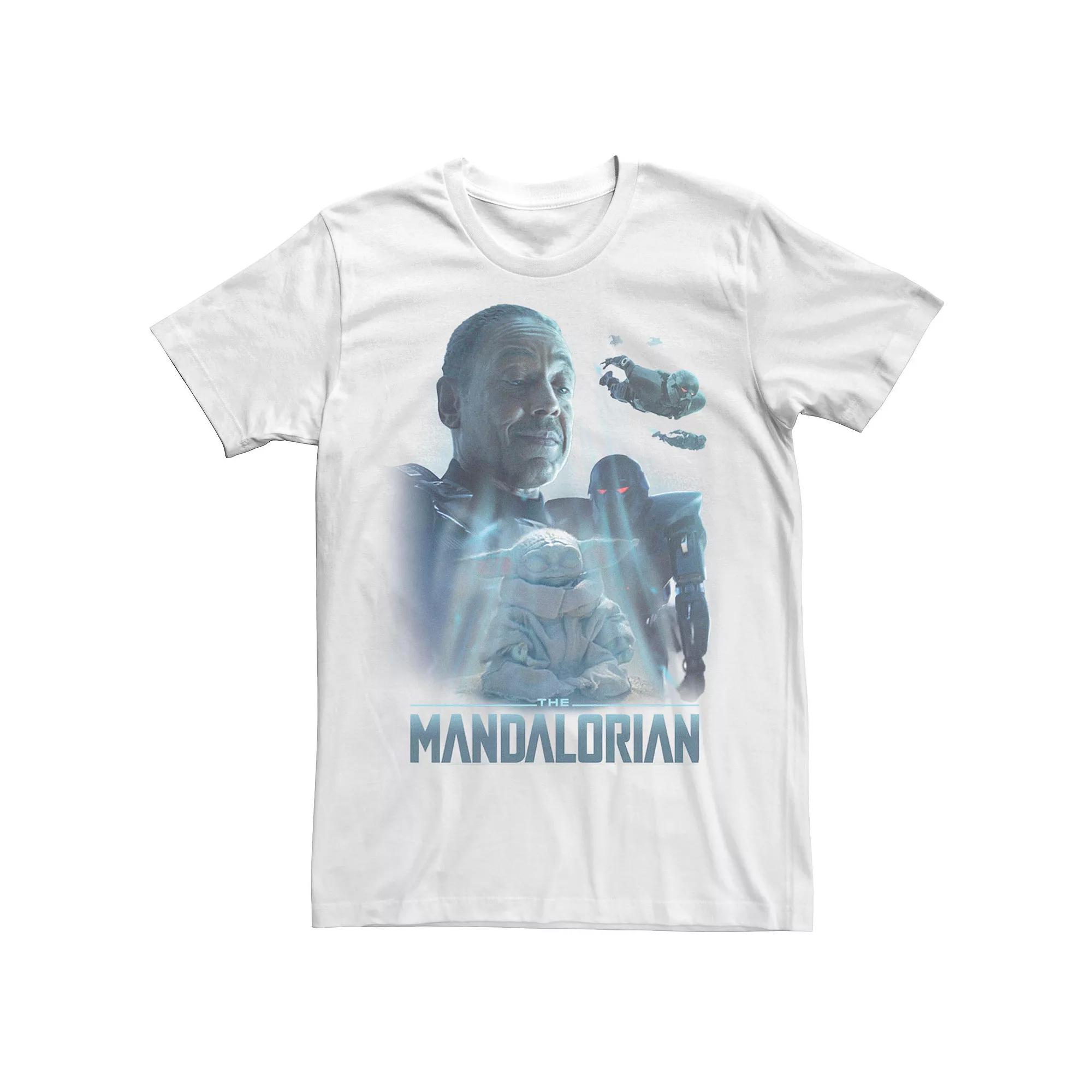 Men's Star Wars: The Mandalorian Grogu Moff Gideon Collage R14 Tee, Size: XL, White Product Image