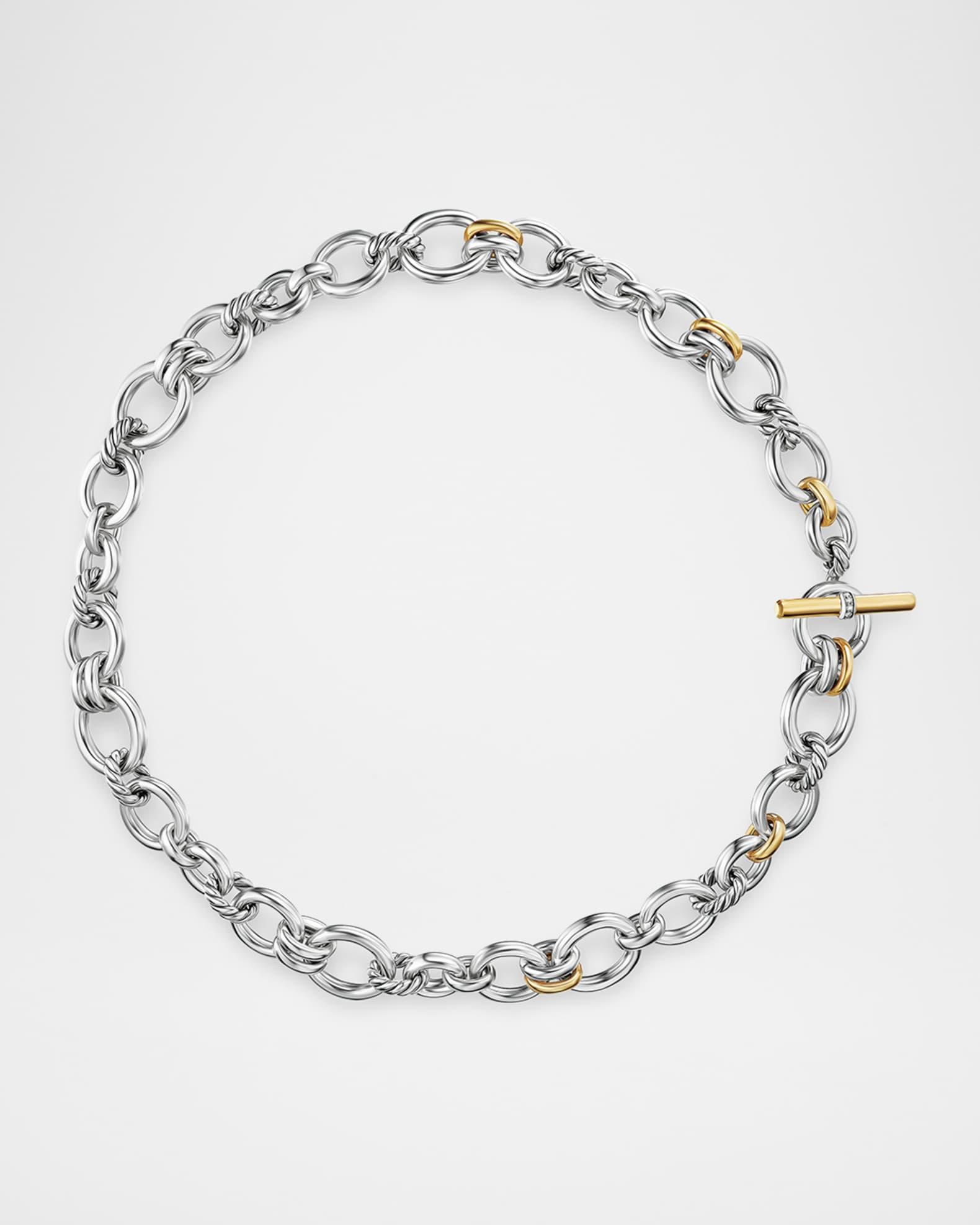 DY Mercer Chain Necklace with Diamonds in Silver and 18K Gold, 5mm Product Image