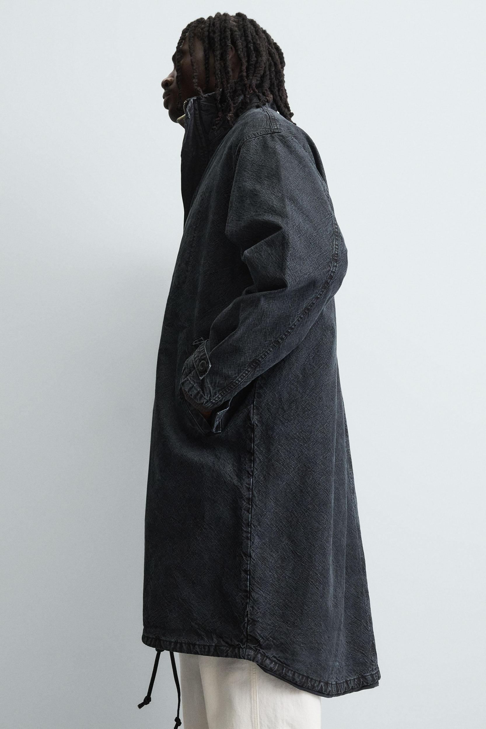 WASHED DENIM RELAXED FIT COAT Product Image