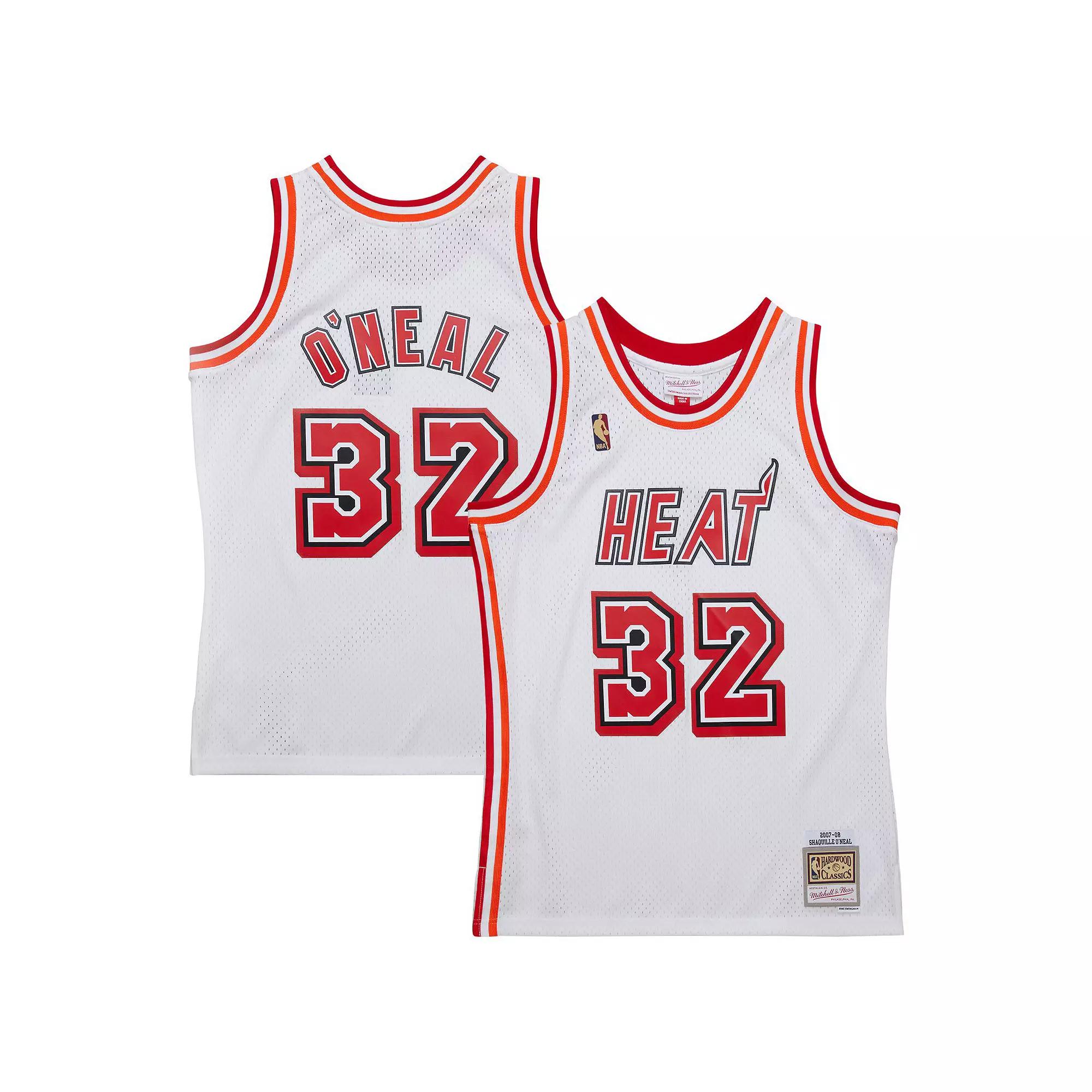 Men's Mitchell & Ness Shaquille O'Neal White Miami Heat 2007/08 Hardwood Classics Swingman Jersey,  Product Image