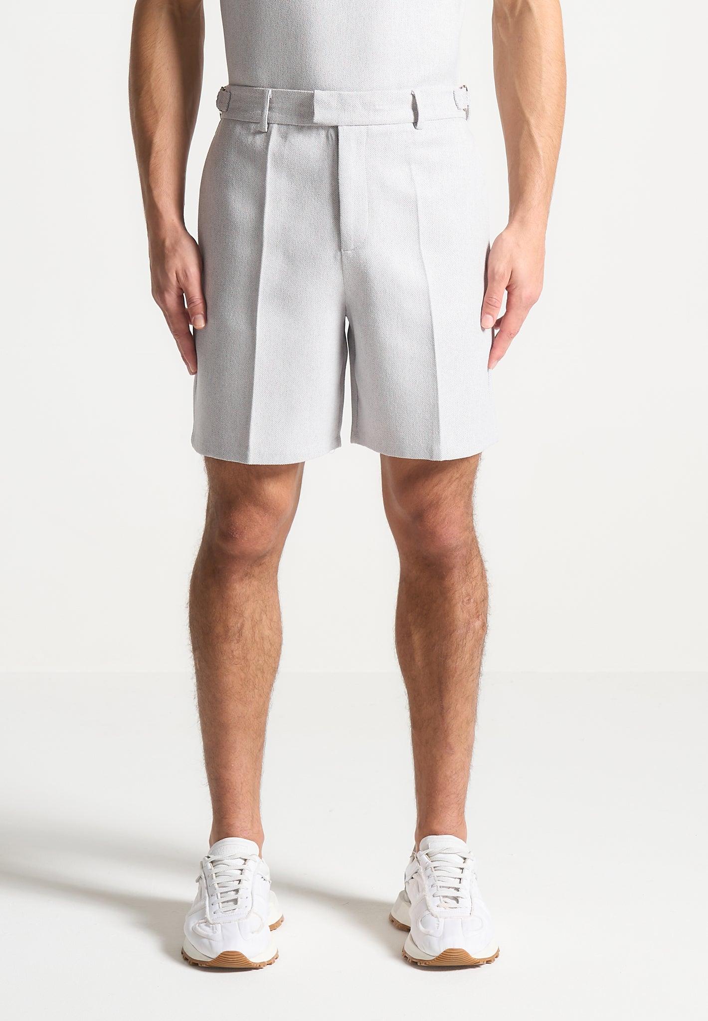 Textured Tailored Shorts - Grey Male Product Image