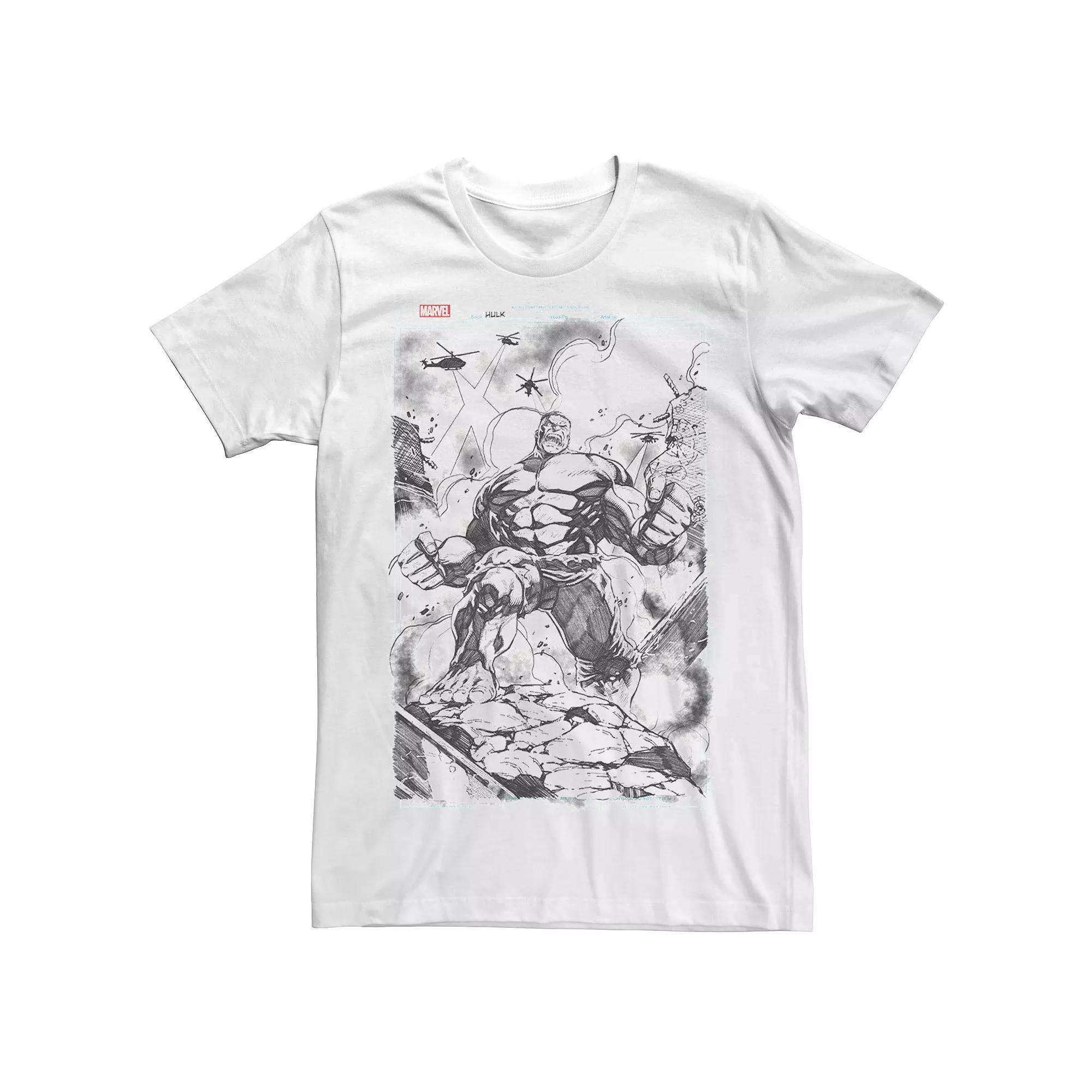 Men's Marvel Hulk Comic Cover Sketch Graphic Tee,  Product Image