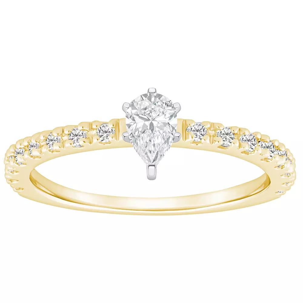 Alyson Layne 14k Gold 1/2 Carat T.W. Diamond Pear Shape Embellished Band Engagement Ring, Women's, Size: 5, 14k White Gold Product Image