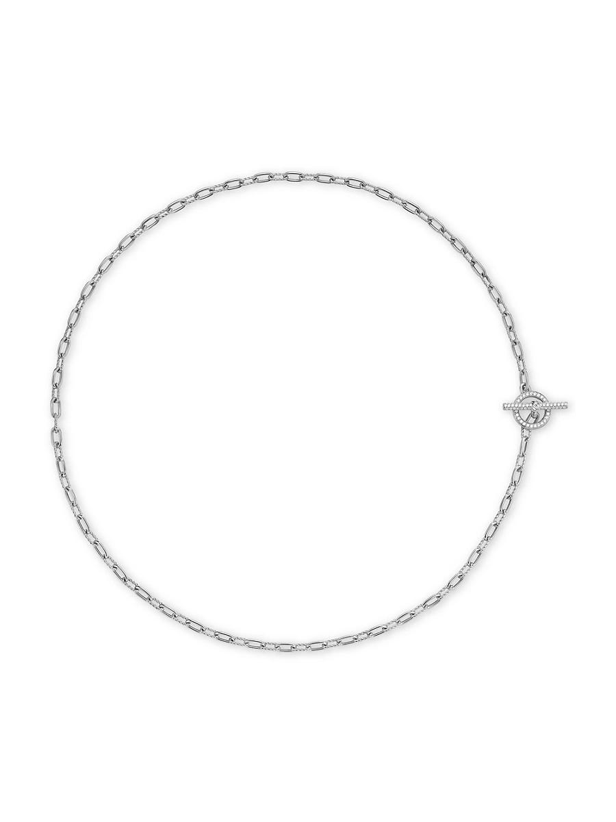 Womens DY Madison Pav Diamond Toggle Chain Necklace in Sterling Silver, 3MM Product Image