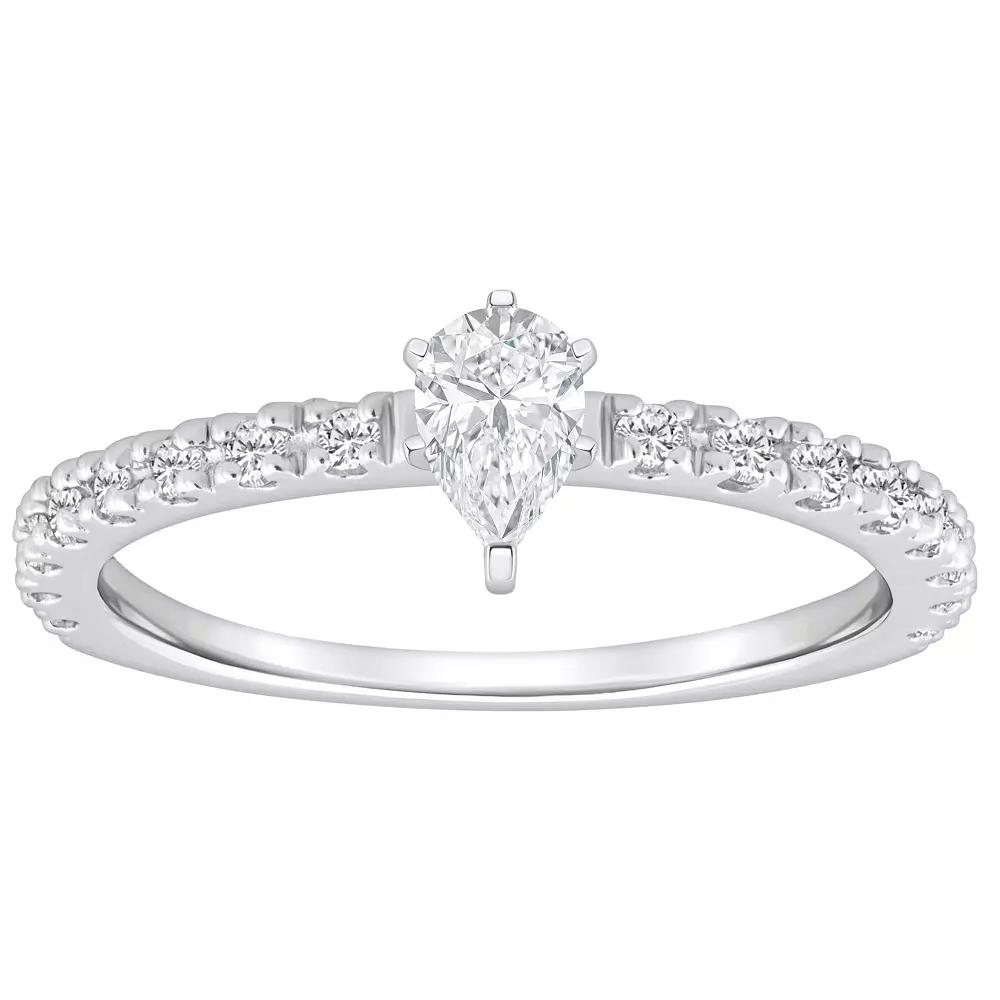 Alyson Layne 14k Gold 1/2 Carat T.W. Diamond Pear Shape Embellished Band Engagement Ring, Women's, Size: 5, 14k White Gold Product Image